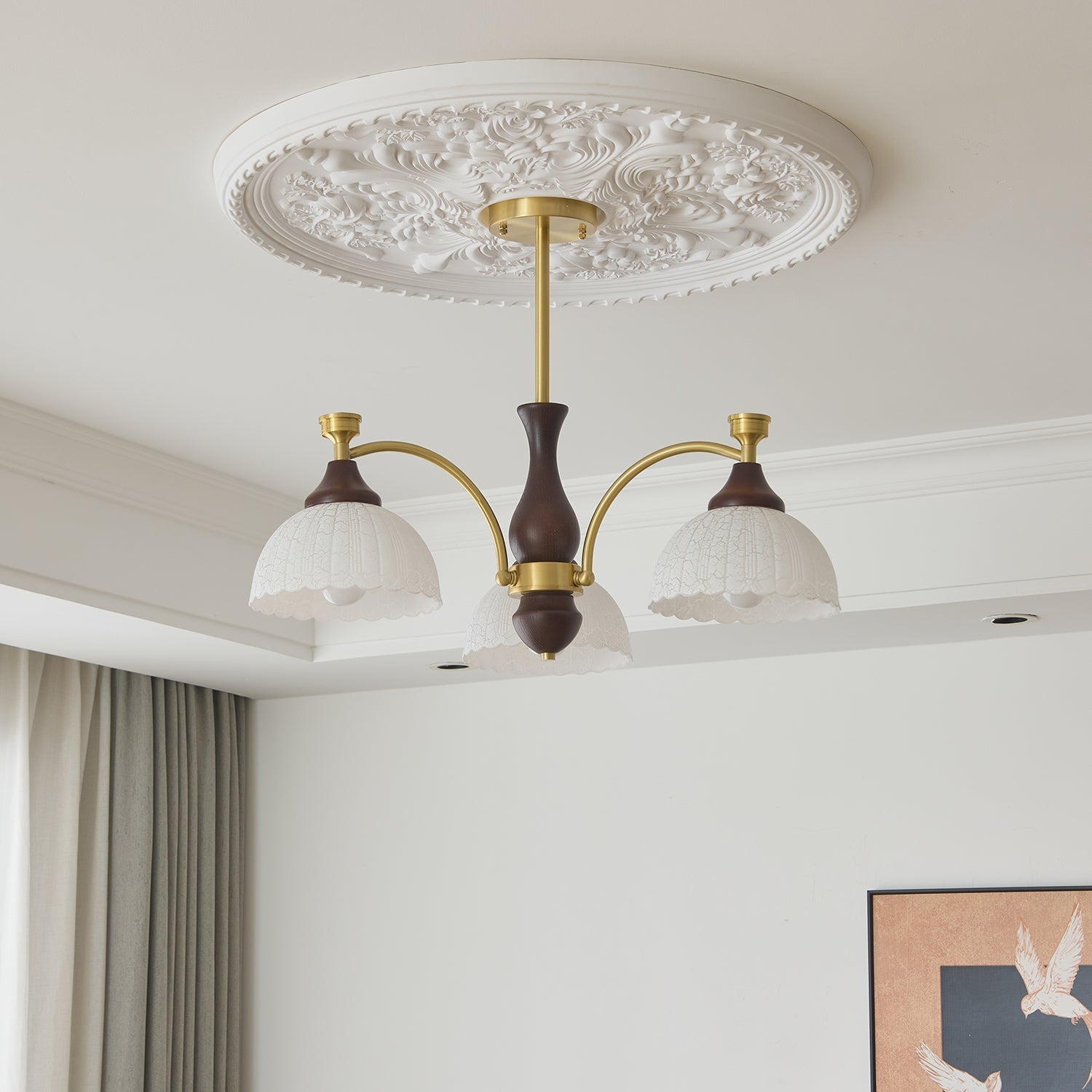 Avvynila Traditionelle Eleganz Vintage Messing Holz Kronleuchter-Letslighting