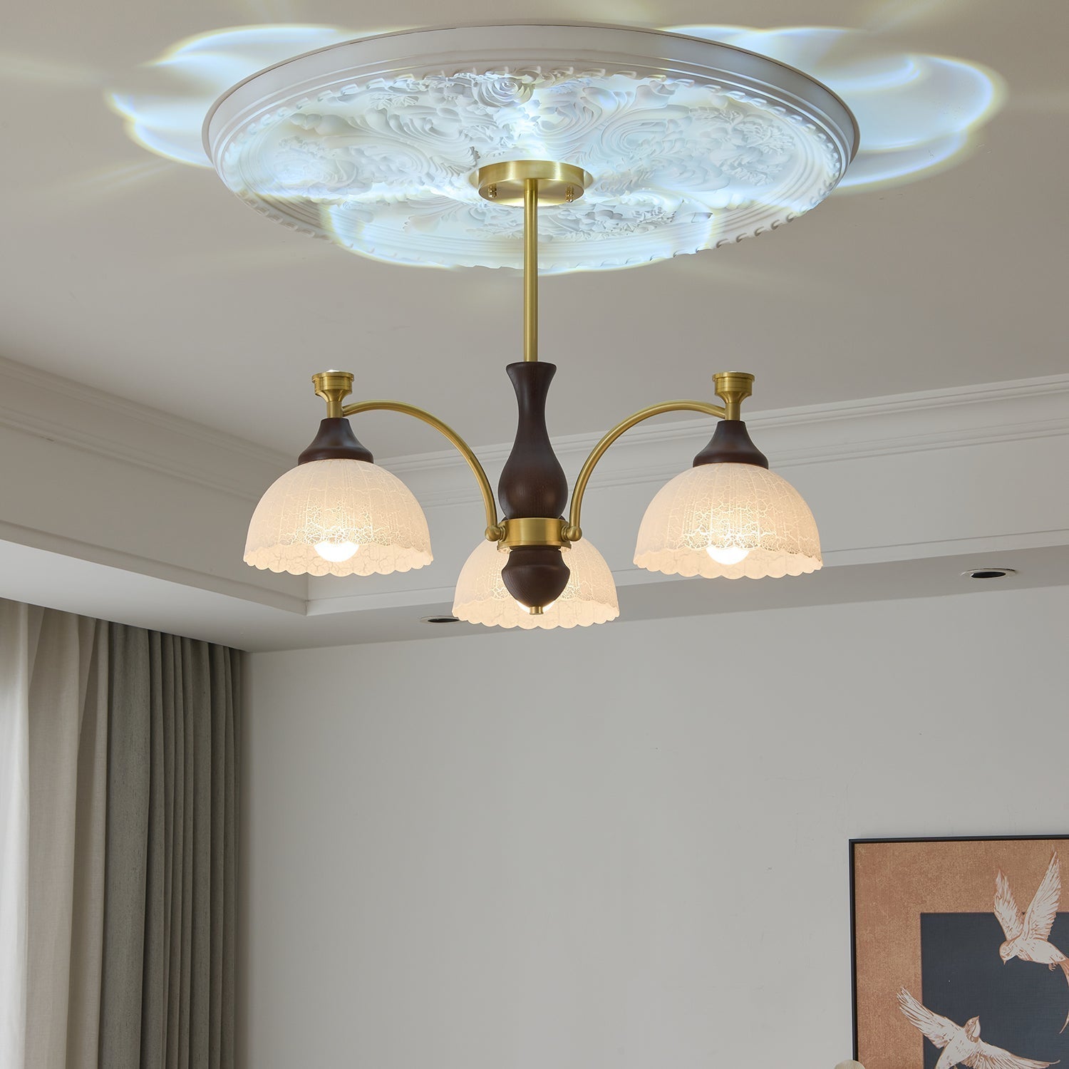 Avvynila Traditionelle Eleganz Vintage Messing Holz Kronleuchter-Letslighting