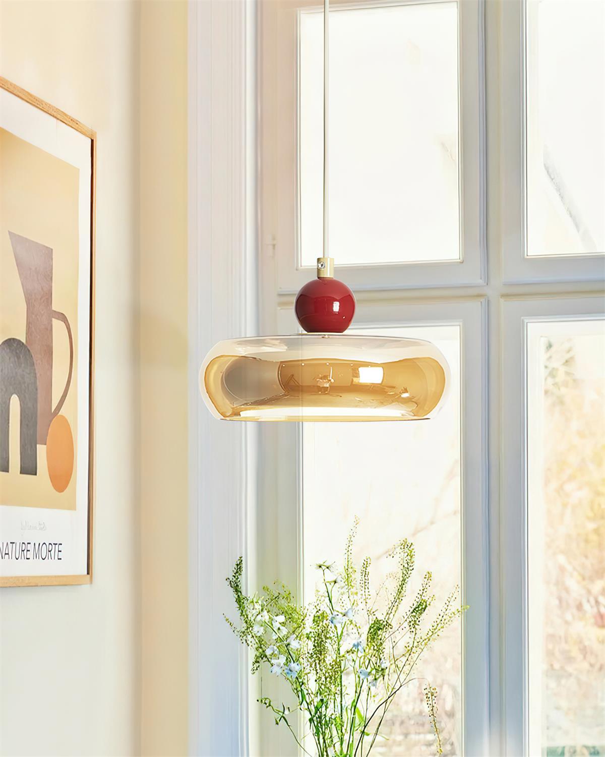 Jojo Pendelleuchte Bernstein Glas Rot Vintage-Letslighting