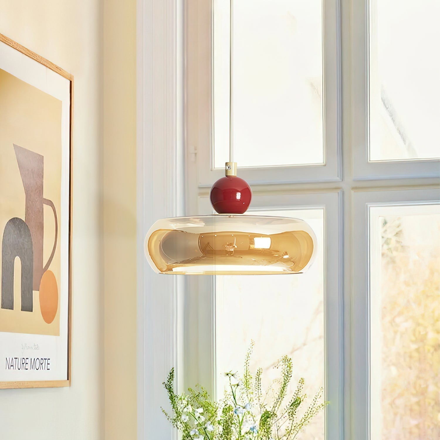 Jojo Pendelleuchte Bernstein Glas Rot Vintage-Letslighting