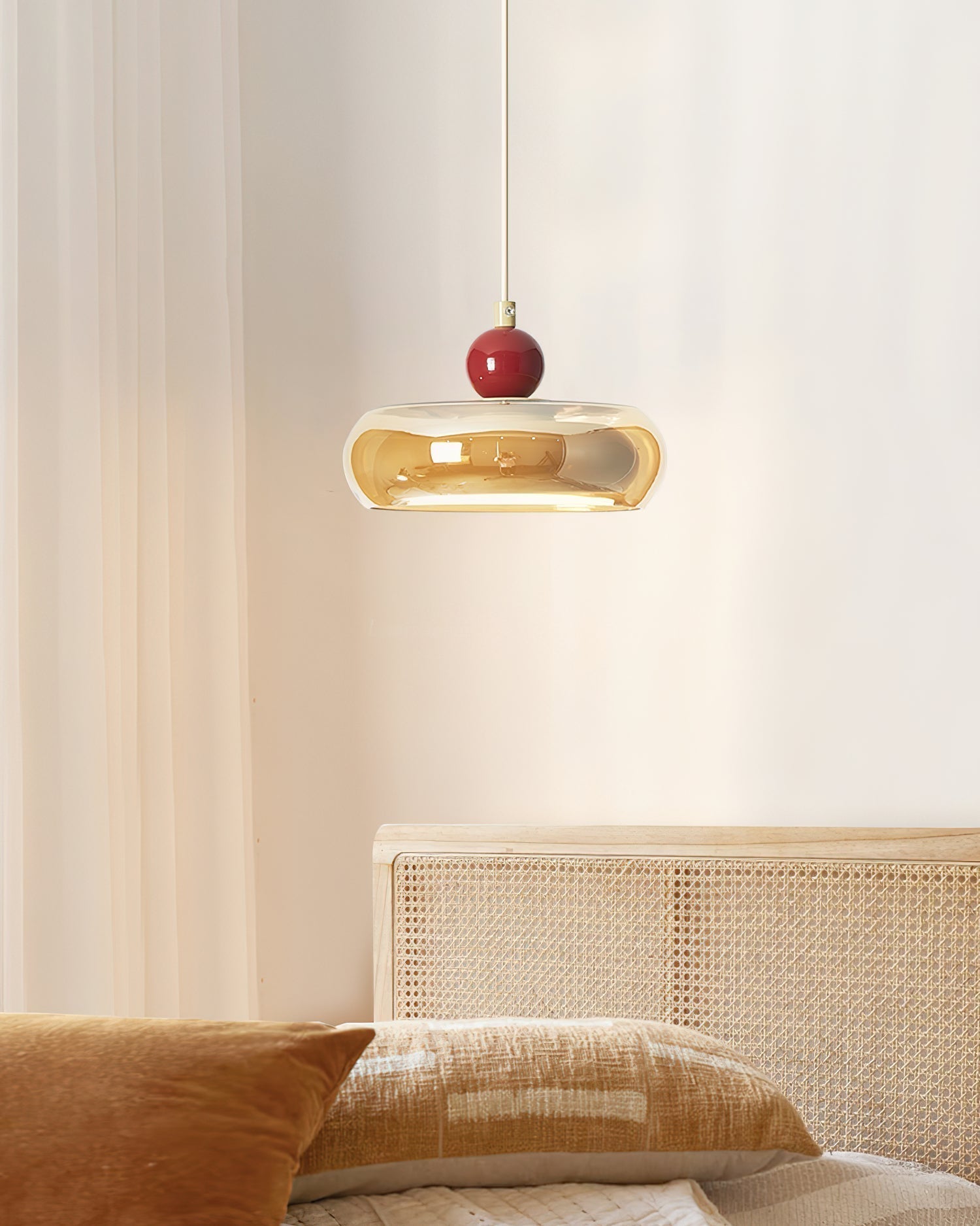 Jojo Pendelleuchte Bernstein Glas Rot Vintage-Letslighting