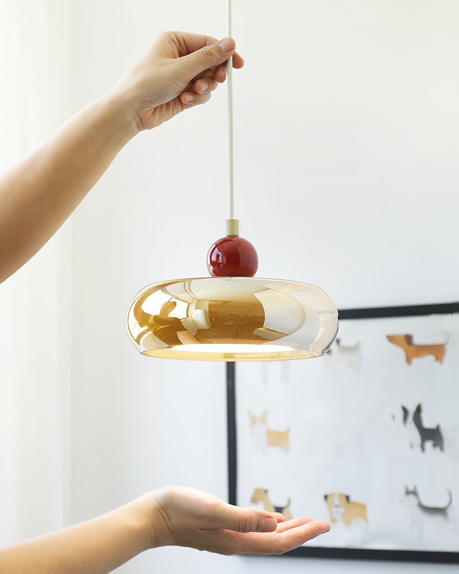 Jojo Pendelleuchte Bernstein Glas Rot Vintage-Letslighting