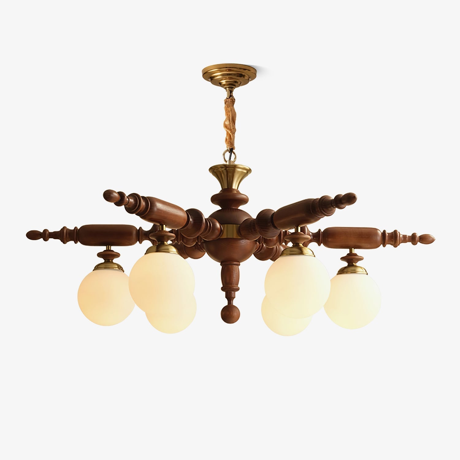 Olvenir Rustikaler Kronleuchter aus Holz und Glas-Letslighting