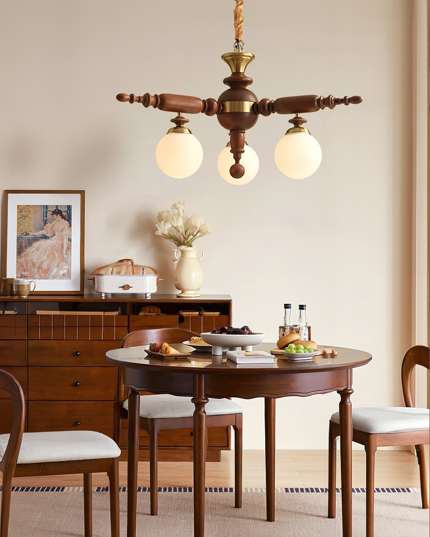 Olvenir Rustikaler Kronleuchter aus Holz und Glas-Letslighting
