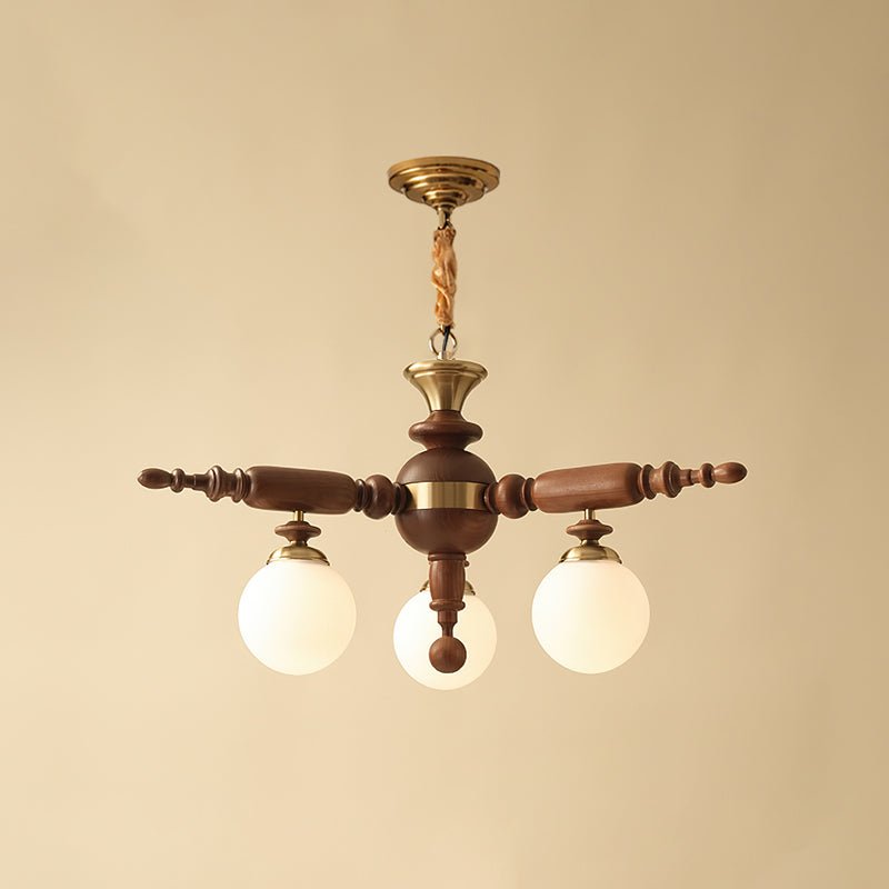 Olvenir Rustikaler Kronleuchter aus Holz und Glas-Letslighting