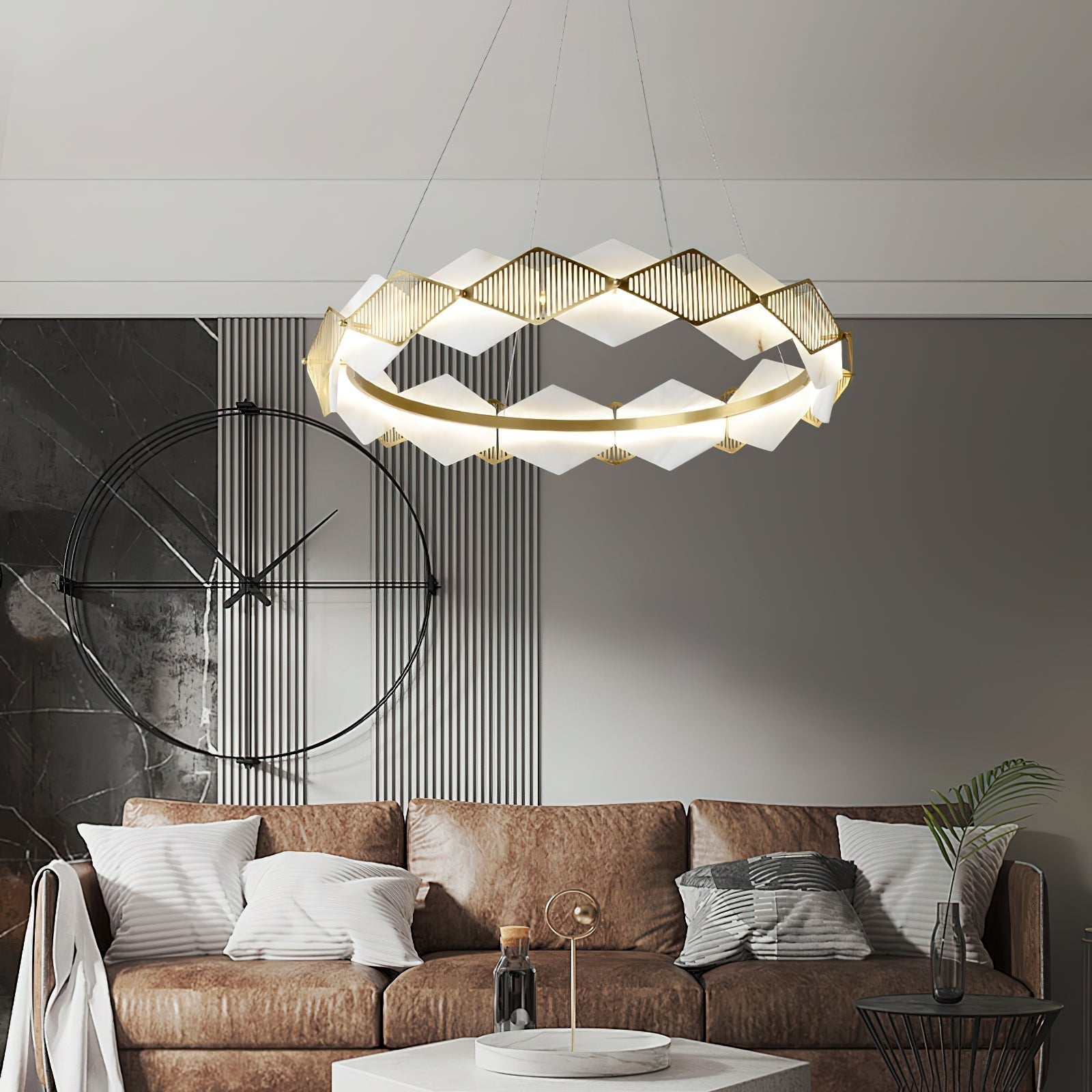 Etalarae Modern Minimalist Rote LED Alabaster Chandelier - Letslighting