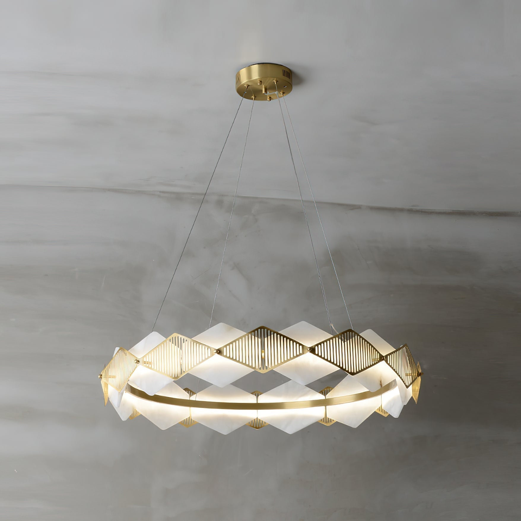 Etalarae Modern Minimalist Rote LED Alabaster Chandelier - Letslighting