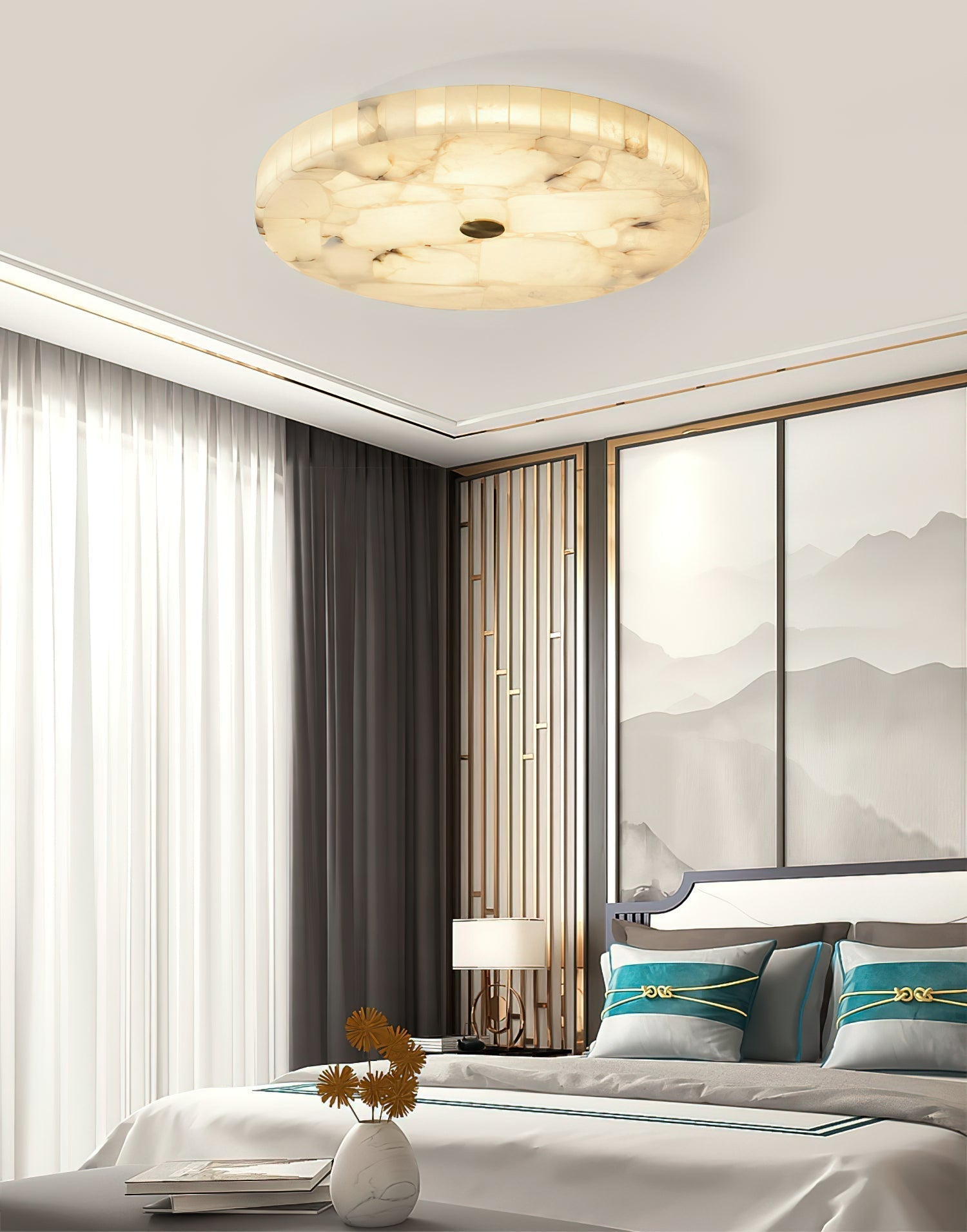 Vosilis Modern Minimalist Round Alabaster Ceiling Lamp - Letslighting