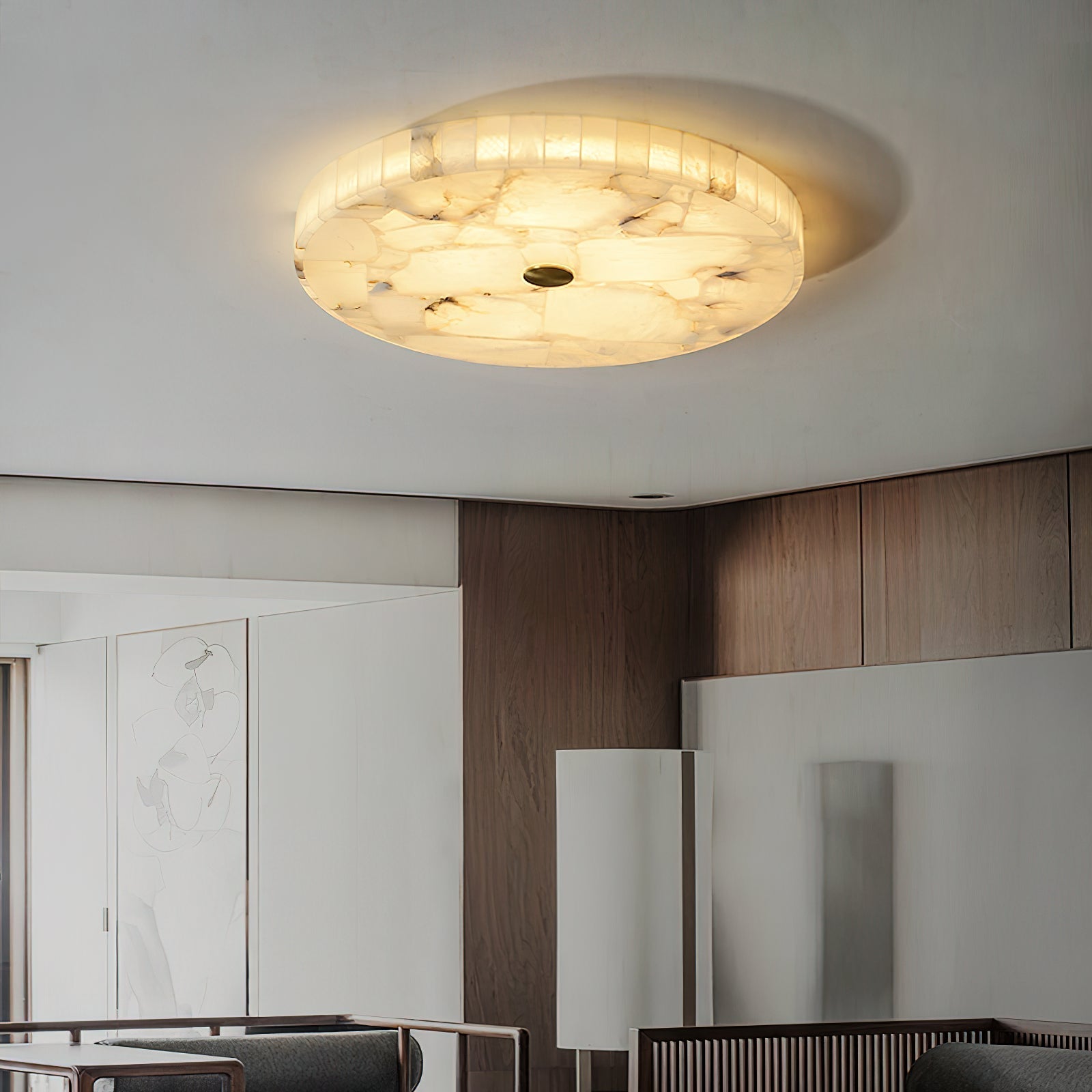 Vosilis Modern Minimalist Round Alabaster Ceiling Lamp - Letslighting