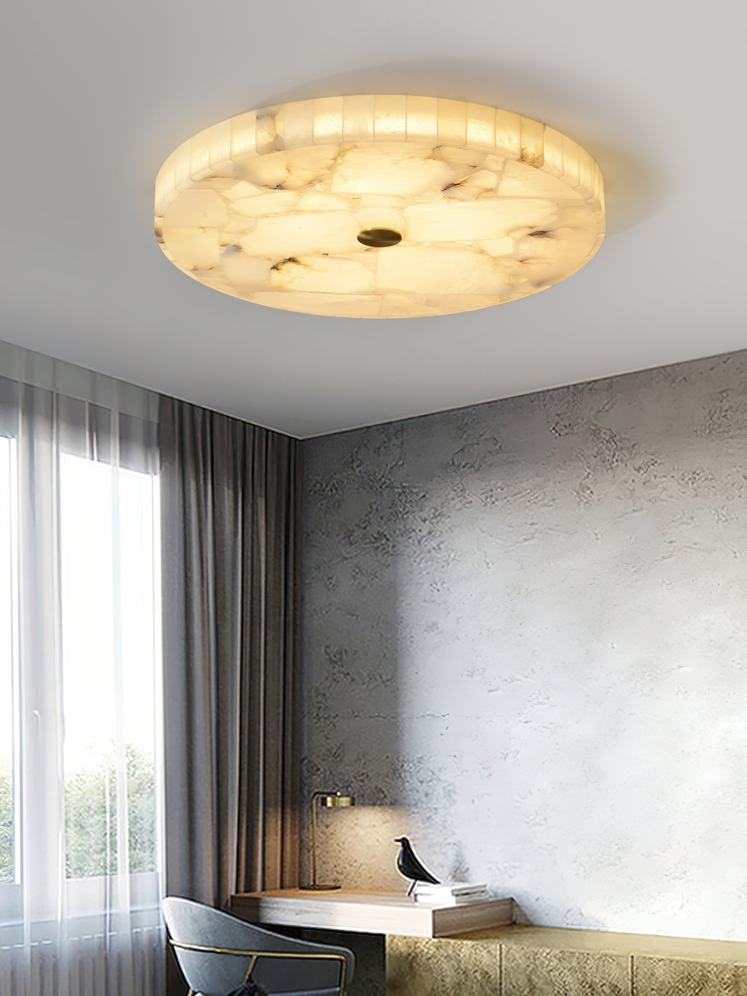 Vosilis Modern Minimalist Round Alabaster Ceiling Lamp - Letslighting