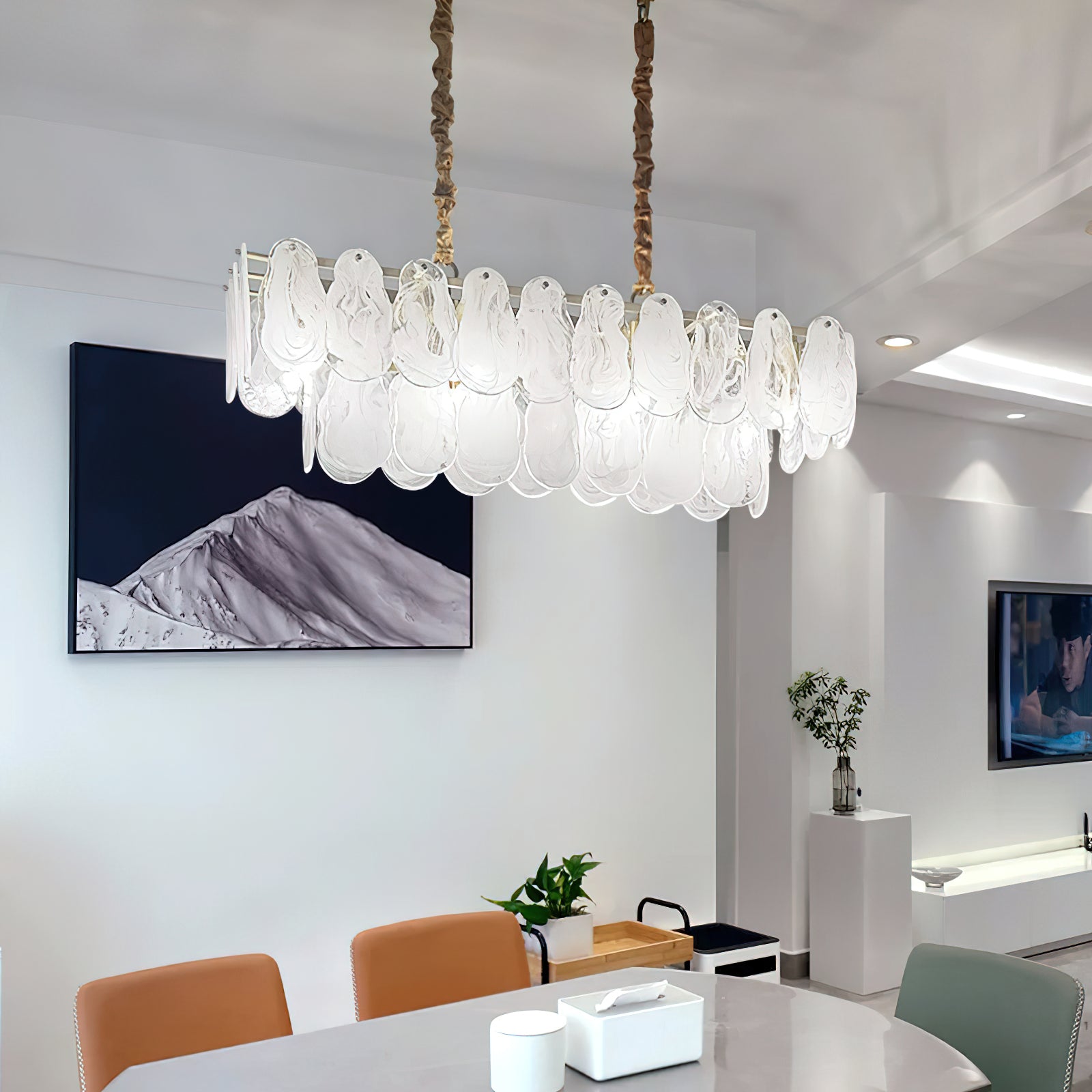 Zosolia Postmoderner luxuriöser runder Kronleuchter aus Wolkenglas-Letslighting
