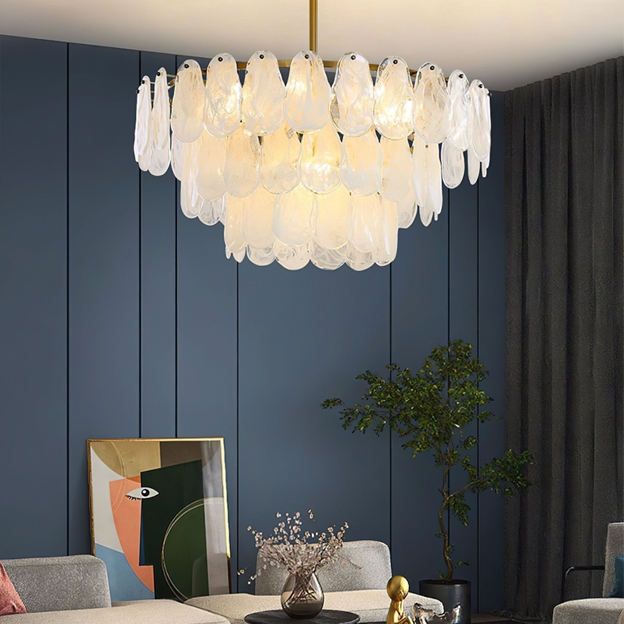 Zosolia Postmoderner luxuriöser runder Kronleuchter aus Wolkenglas-Letslighting