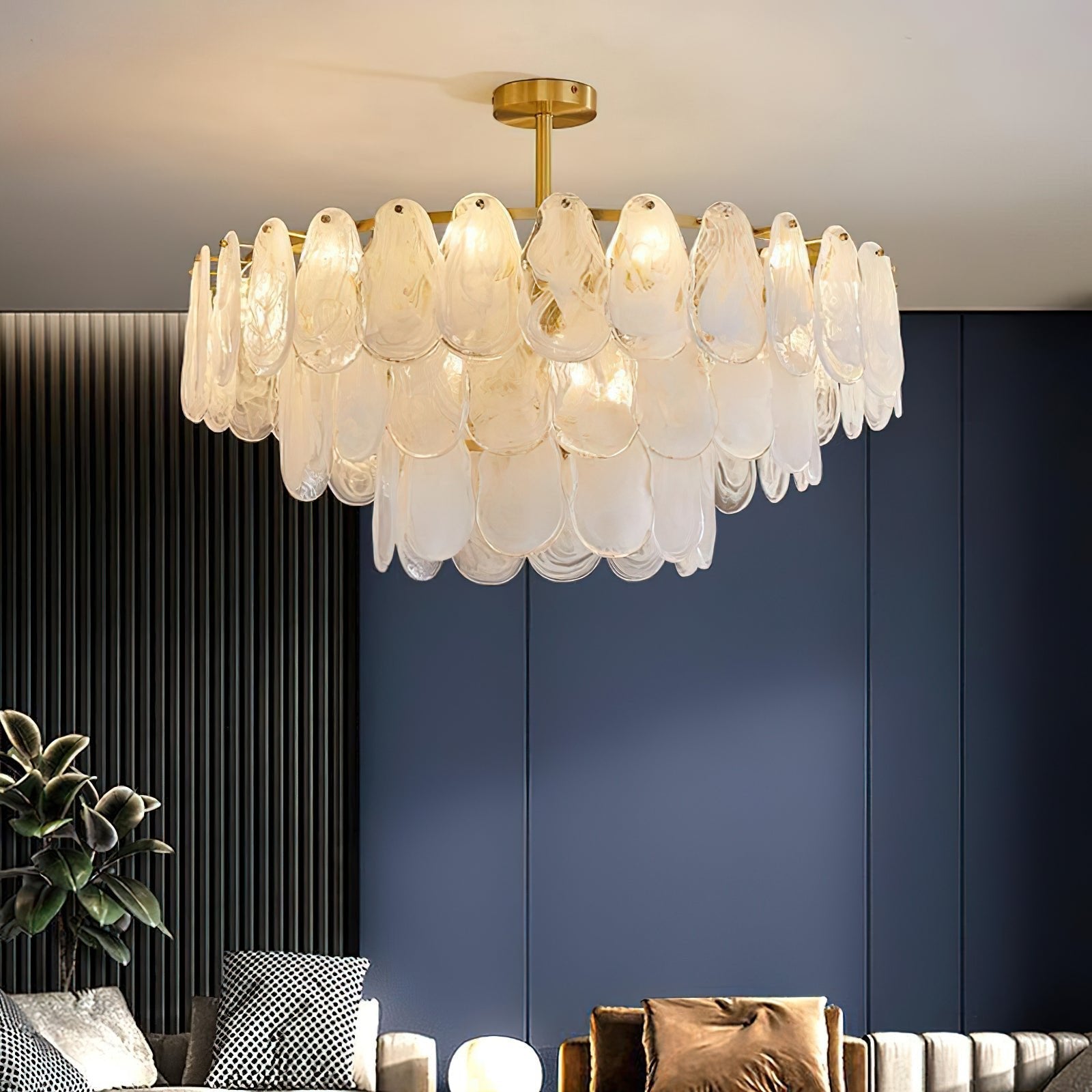 Zosolia Postmoderner luxuriöser runder Kronleuchter aus Wolkenglas-Letslighting