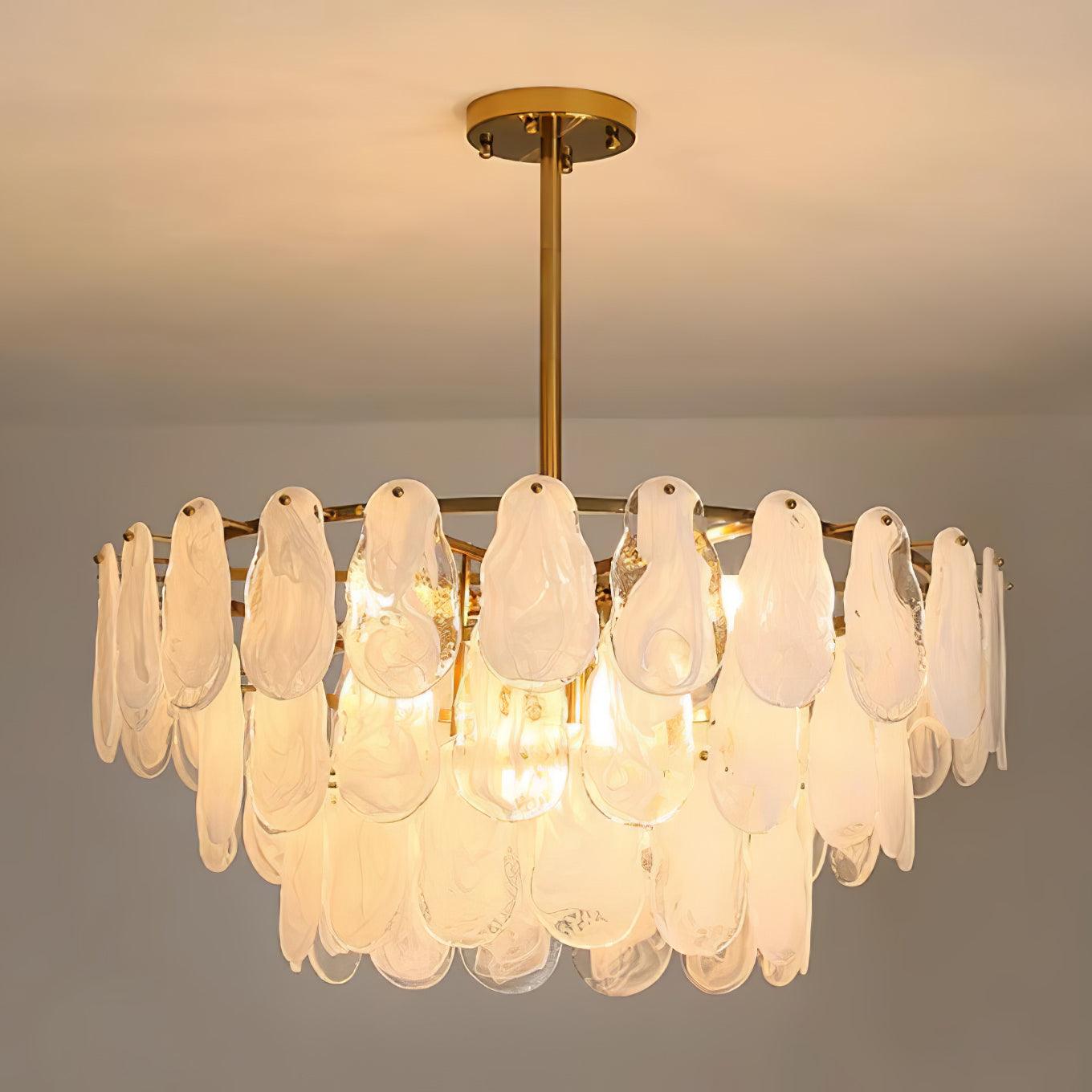 Zosolia Postmoderner luxuriöser runder Kronleuchter aus Wolkenglas-Letslighting