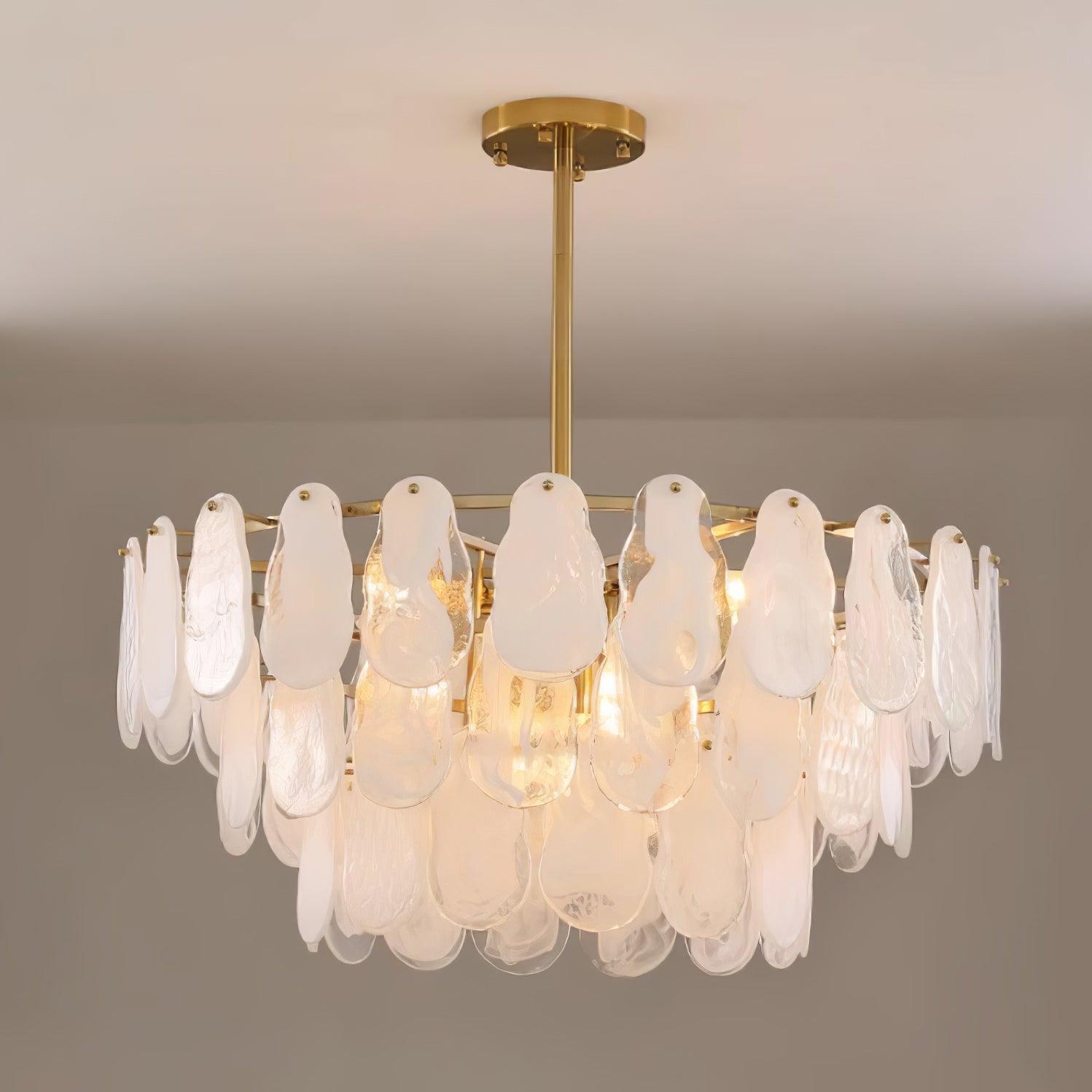 Zosolia Postmoderner luxuriöser runder Kronleuchter aus Wolkenglas-Letslighting