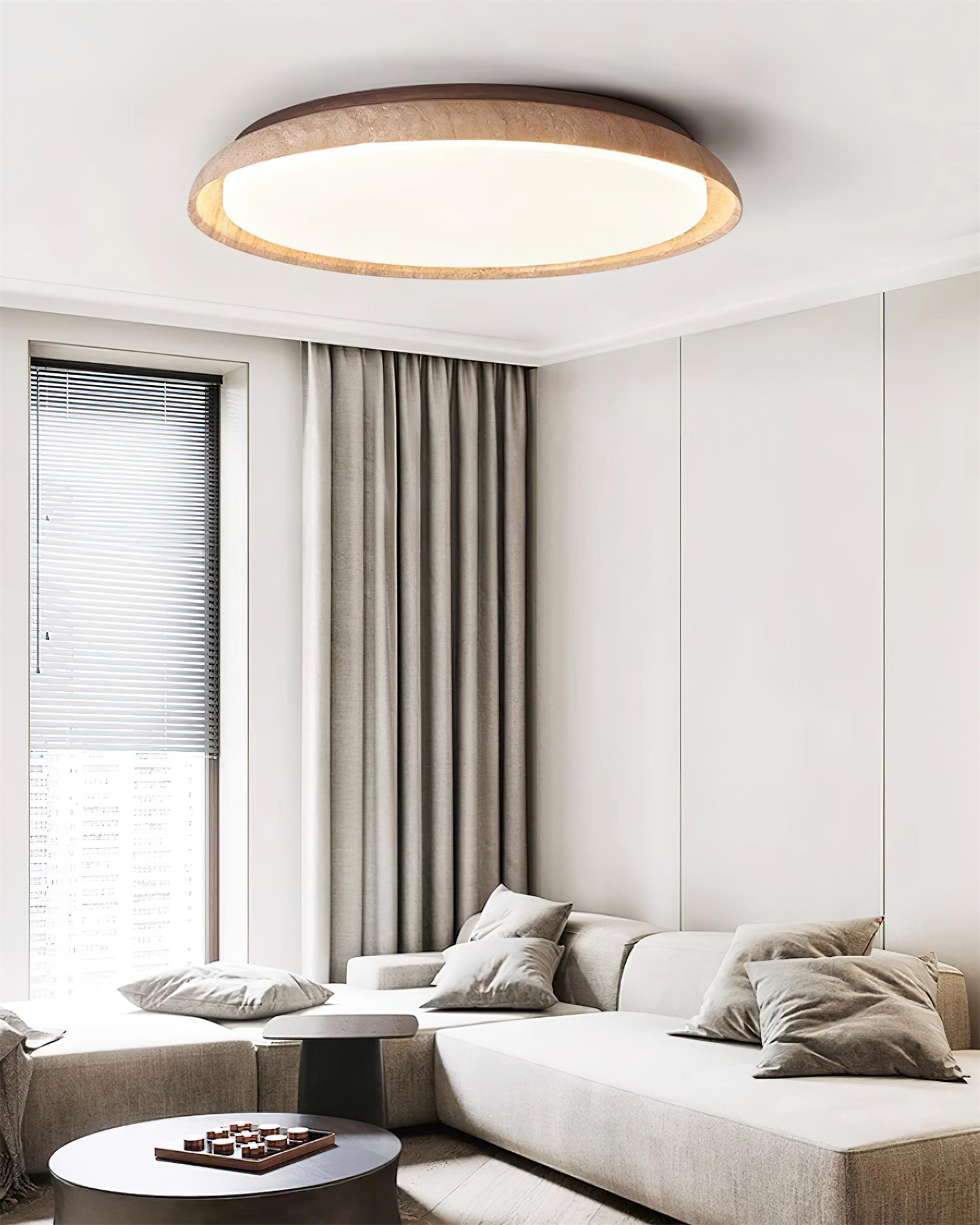 Halo Round Travertine Ceiling Light - Letslighting