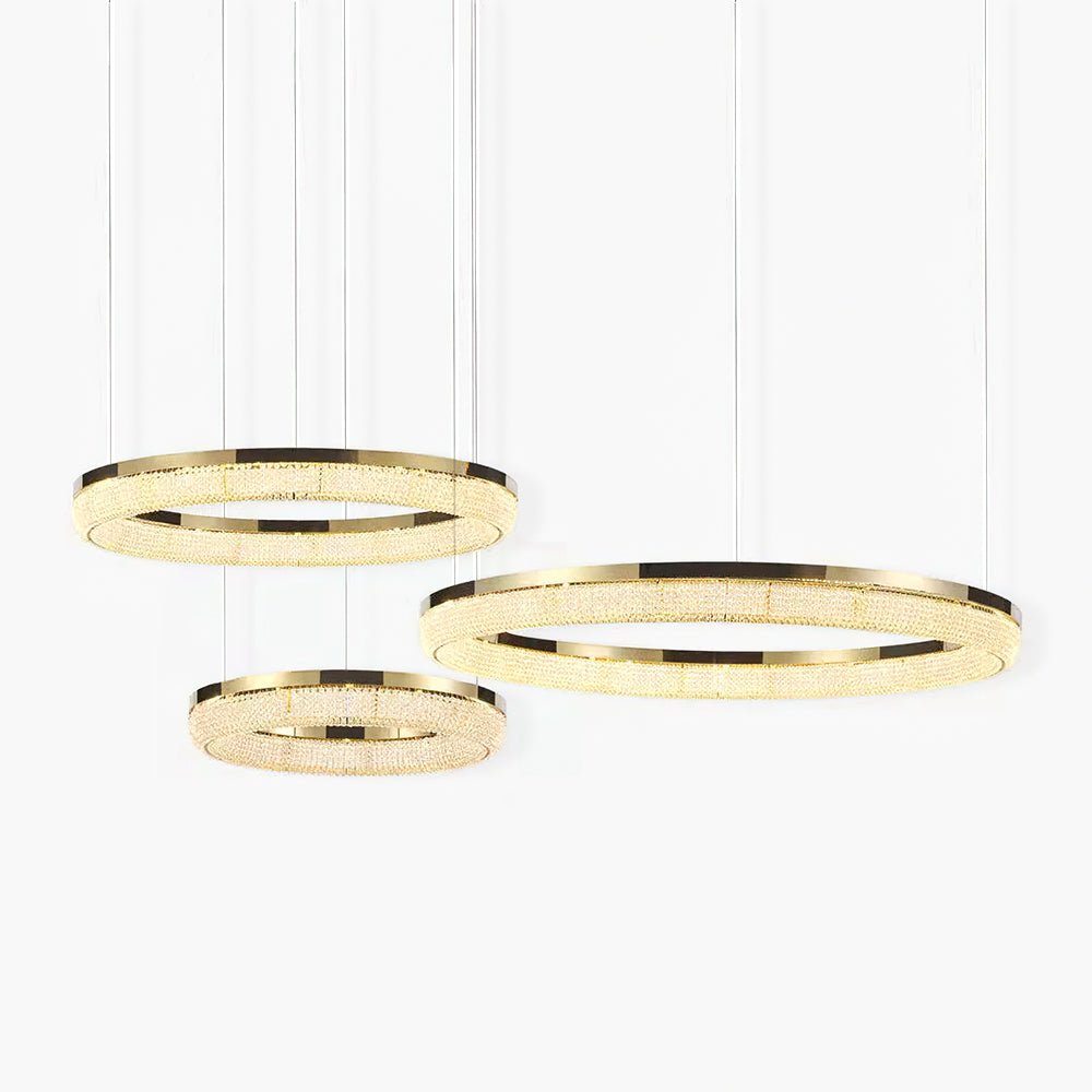 Lustra Kronleuchter Rund Ring Kristall Gold LED-Letslighting