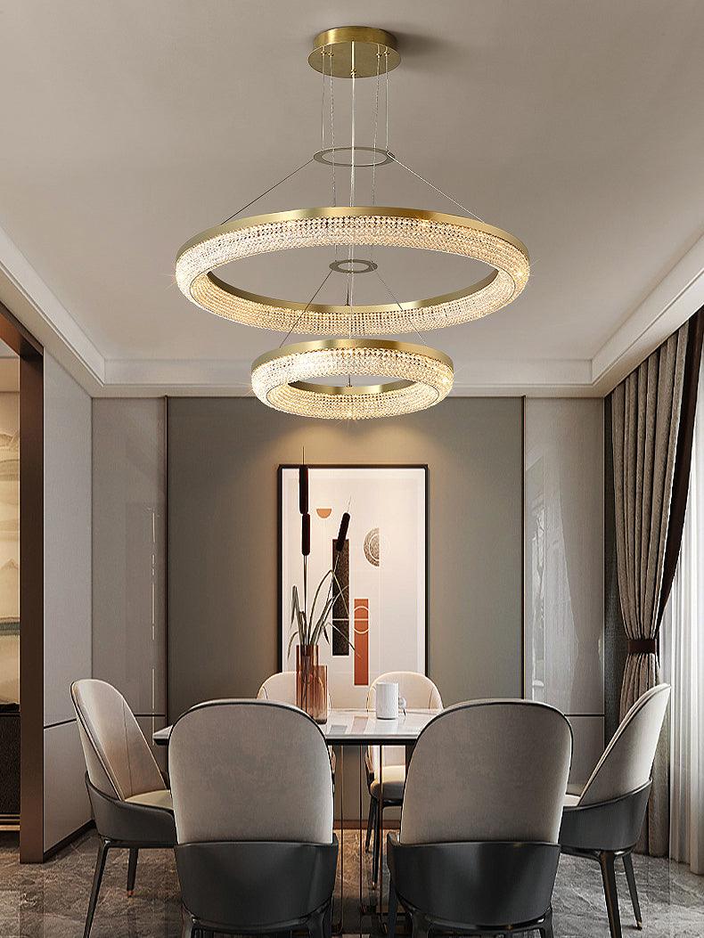 Lustra Kronleuchter Rund Ring Kristall Gold LED-Letslighting