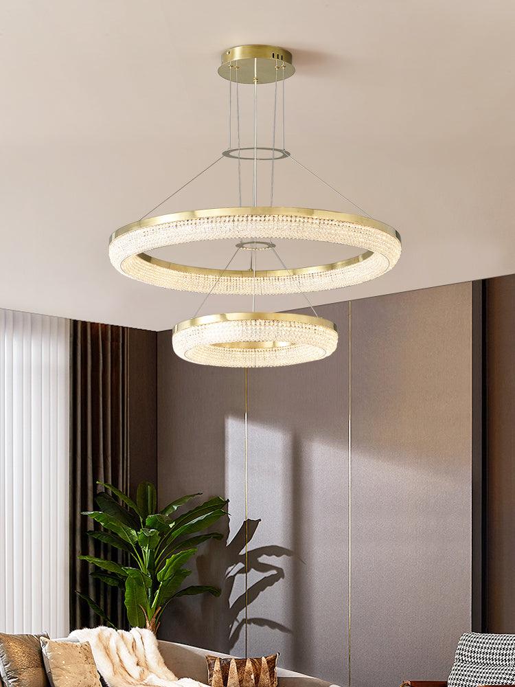 Lustra Kronleuchter Rund Ring Kristall Gold LED-Letslighting
