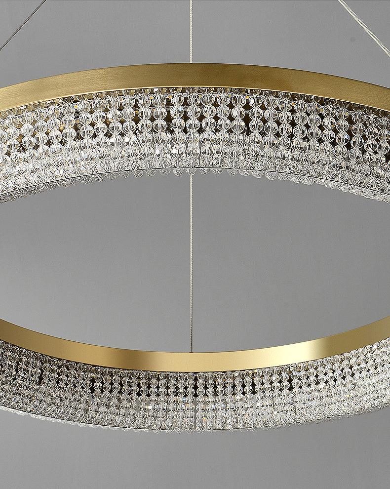 Lustra Kronleuchter Rund Ring Kristall Gold LED-Letslighting