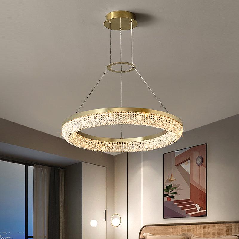 Lustra Kronleuchter Rund Ring Kristall Gold LED-Letslighting
