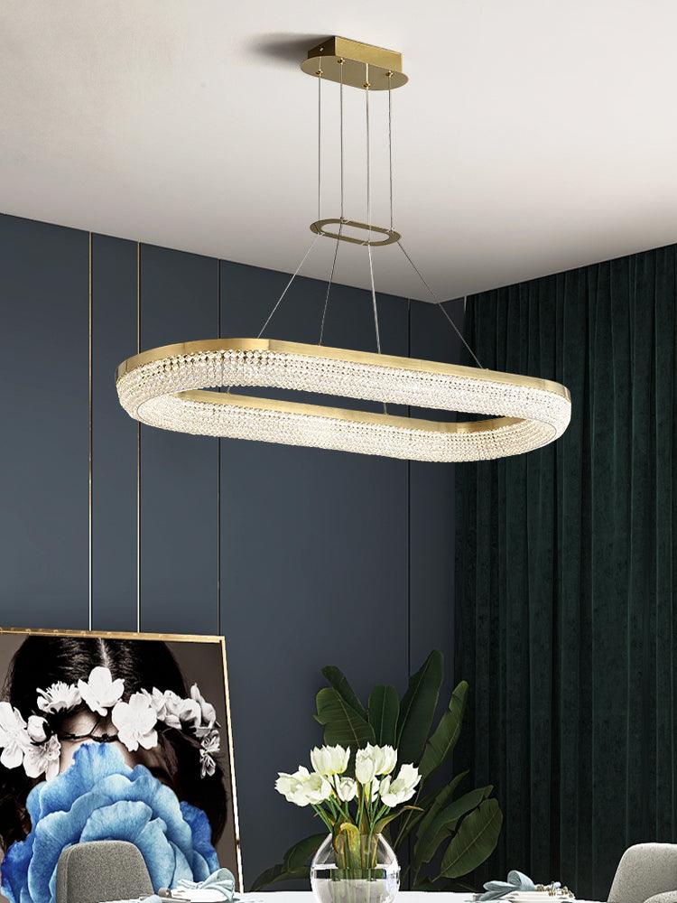 Lustra Kronleuchter Rund Ring Kristall Gold LED-Letslighting