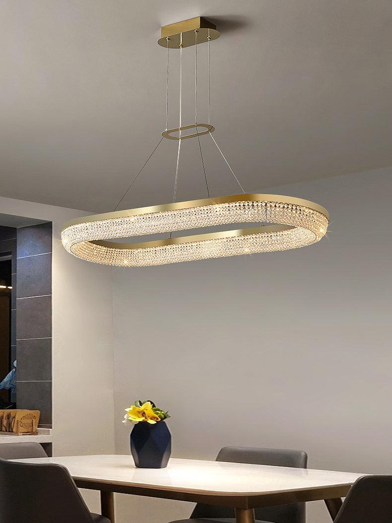 Lustra Kronleuchter Rund Ring Kristall Gold LED-Letslighting