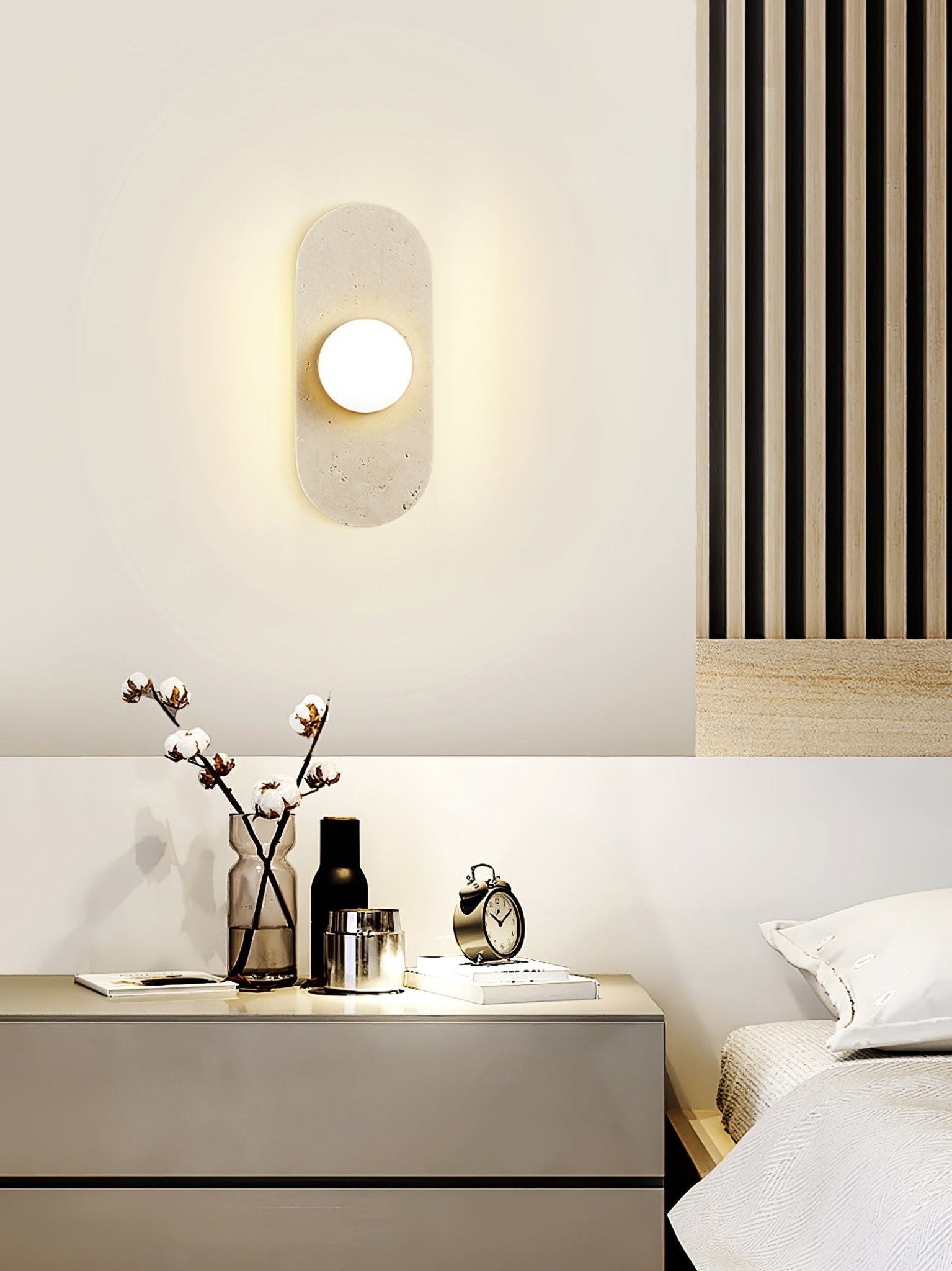 Zasoliel Minimalist Travertine Wall Light - Neutralighting