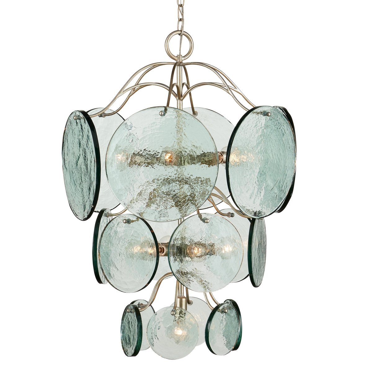 Aurora Chandelier Rovigo Recycled Glass Disc Modern Flowing - Neutralighting
