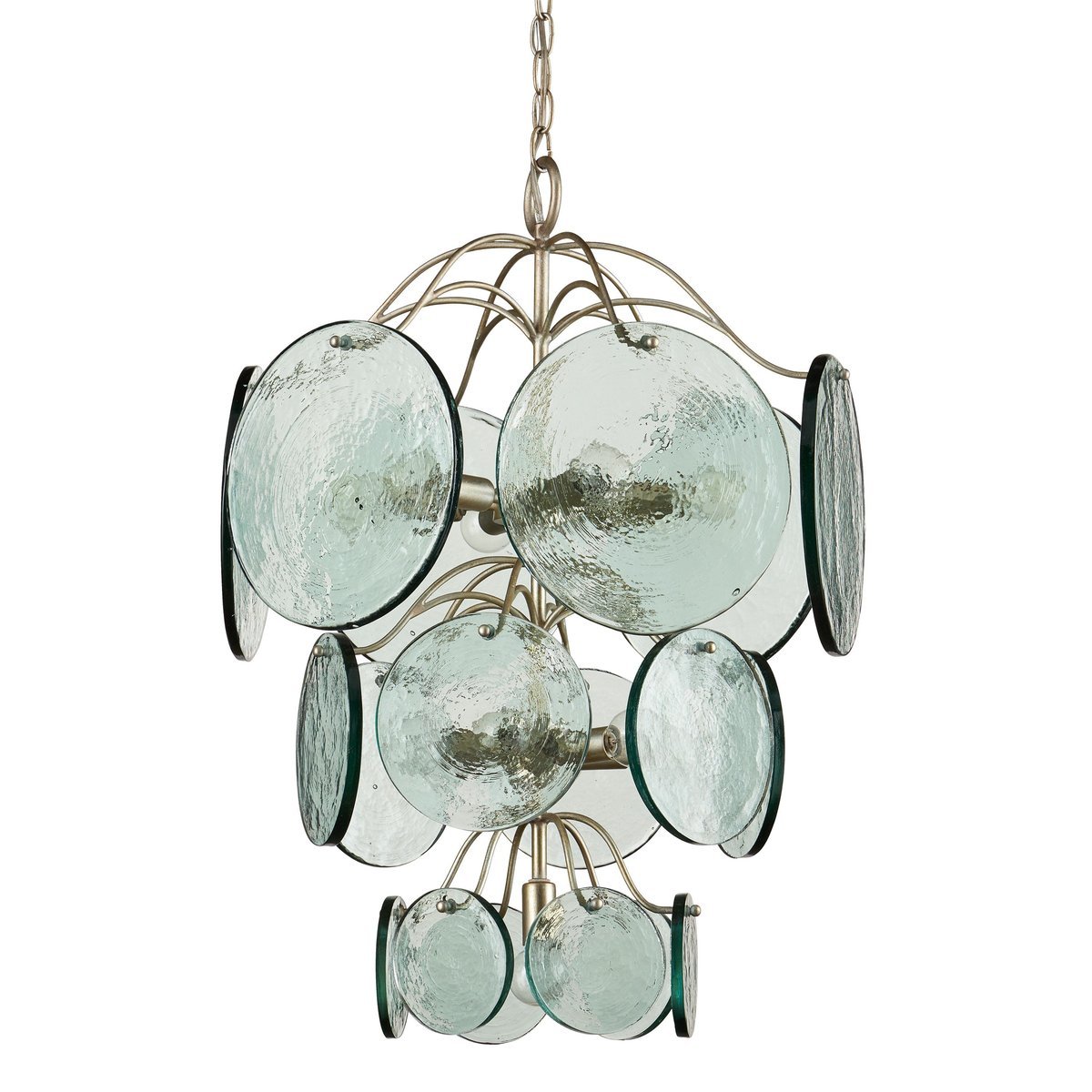 Aurora Chandelier Rovigo Recycled Glass Disc Modern Flowing - Neutralighting