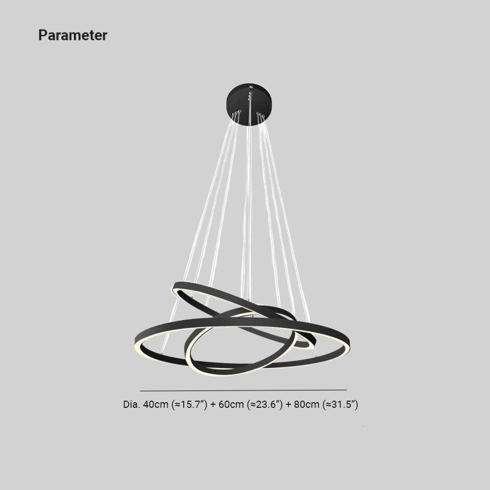 Arisha Modern Led Kronleuchter Schwarz Metall Ess/Wohnzimmer