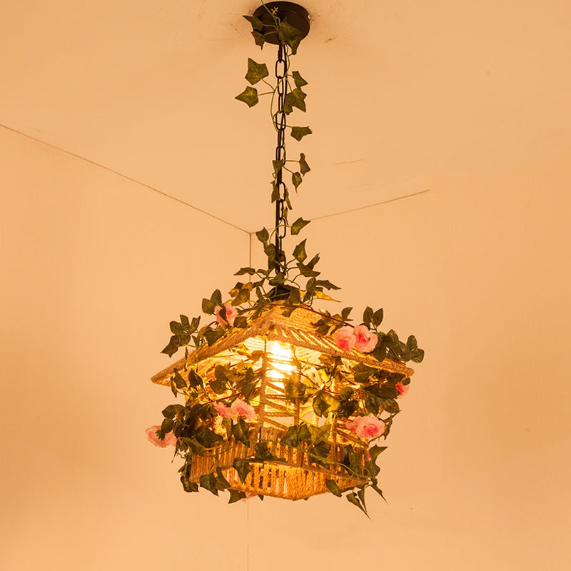 Valentina Retro LED Pendelleuchte Rattan Restaurant Schlafzimmer