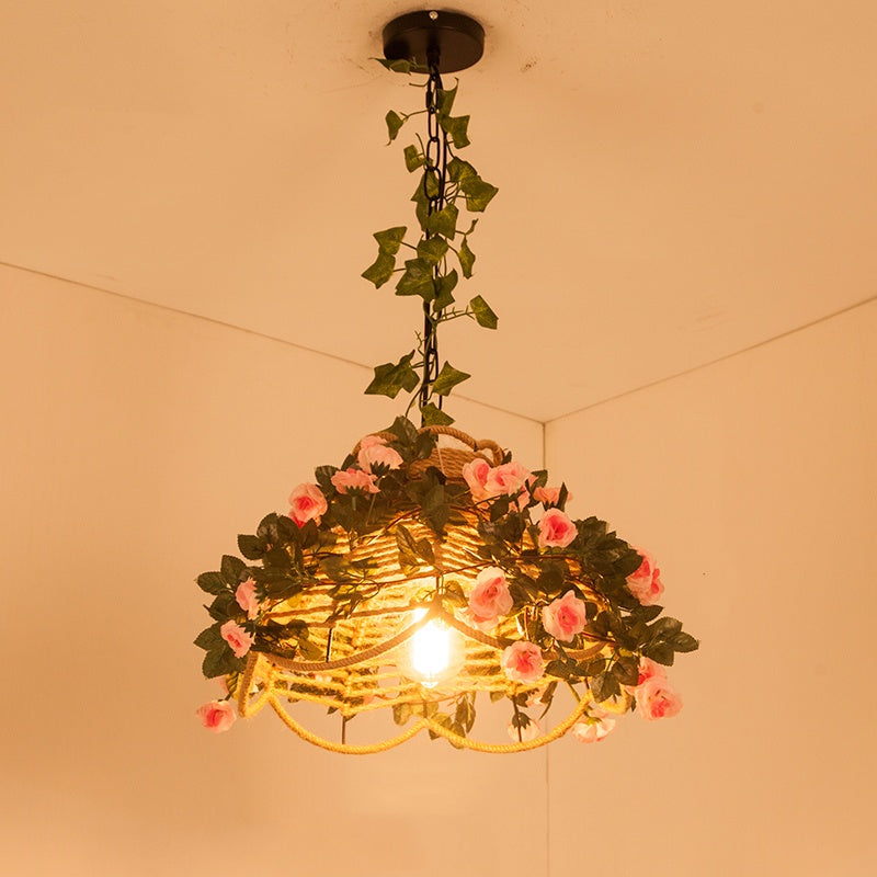 Valentina Retro LED Pendelleuchte Rattan Restaurant Schlafzimmer