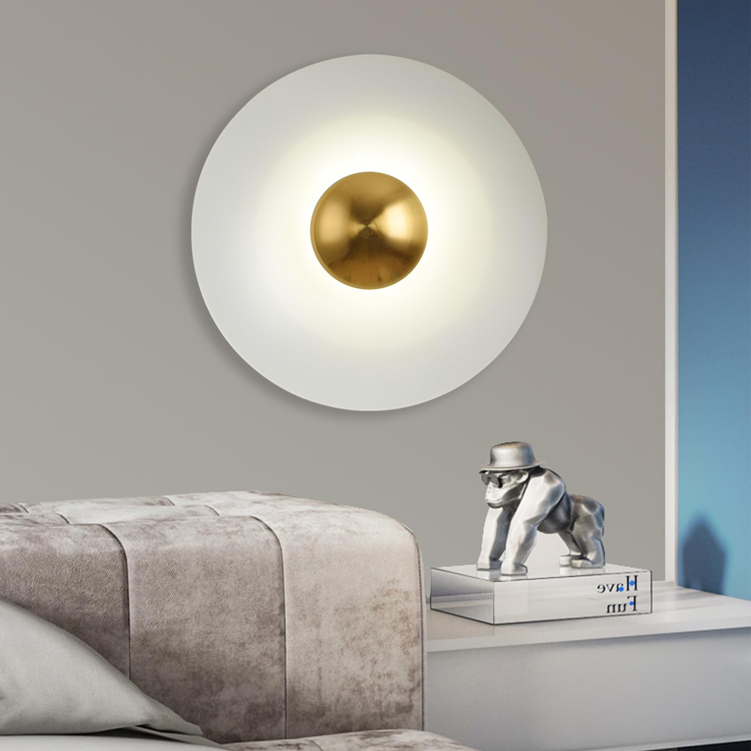 Valentina Minimalistisch Platte LED Innenbereich Wandleuchte Metall Hotel
