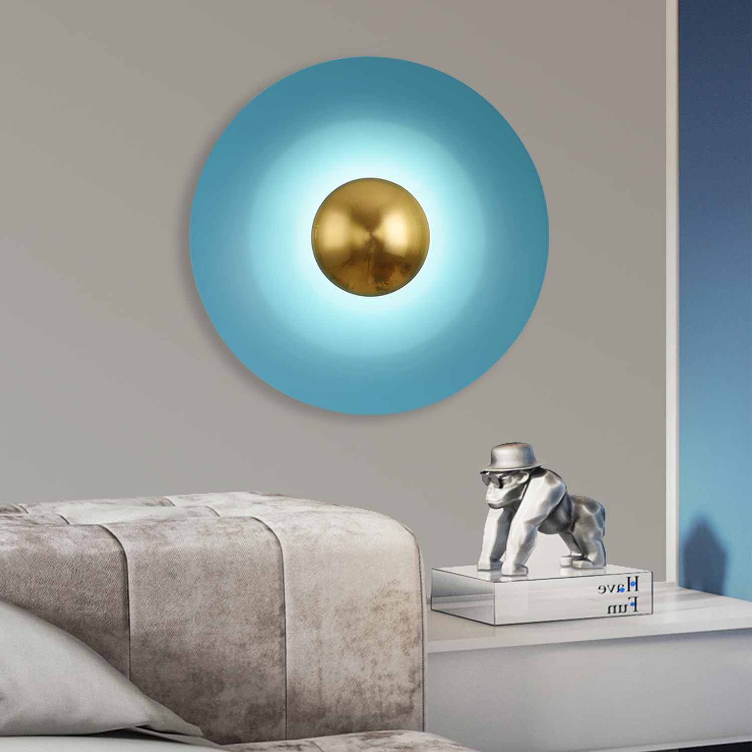 Valentina Minimalistisch Platte LED Innenbereich Wandleuchte Metall Hotel