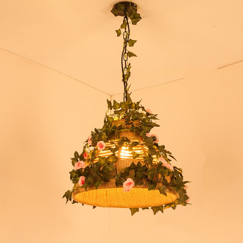 Valentina Retro LED Pendelleuchte Rattan Restaurant Schlafzimmer