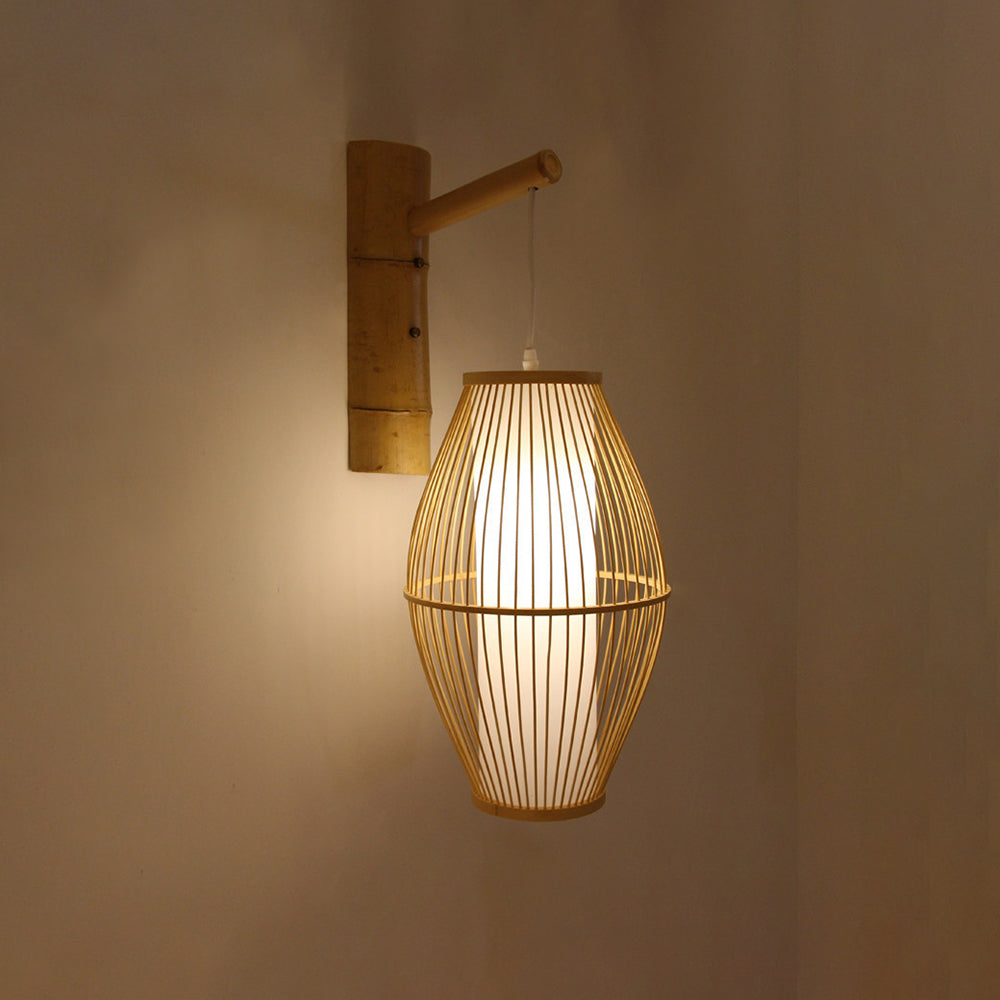 Muto Rustikale LED Wandleuchte Rattan/Acryl 4 Stile Schlafzimmer