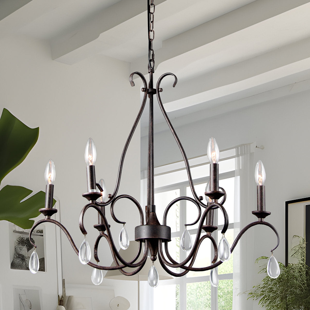 Uzorus Vintage Industrieller Kristall Kronleuchter-Letslighting