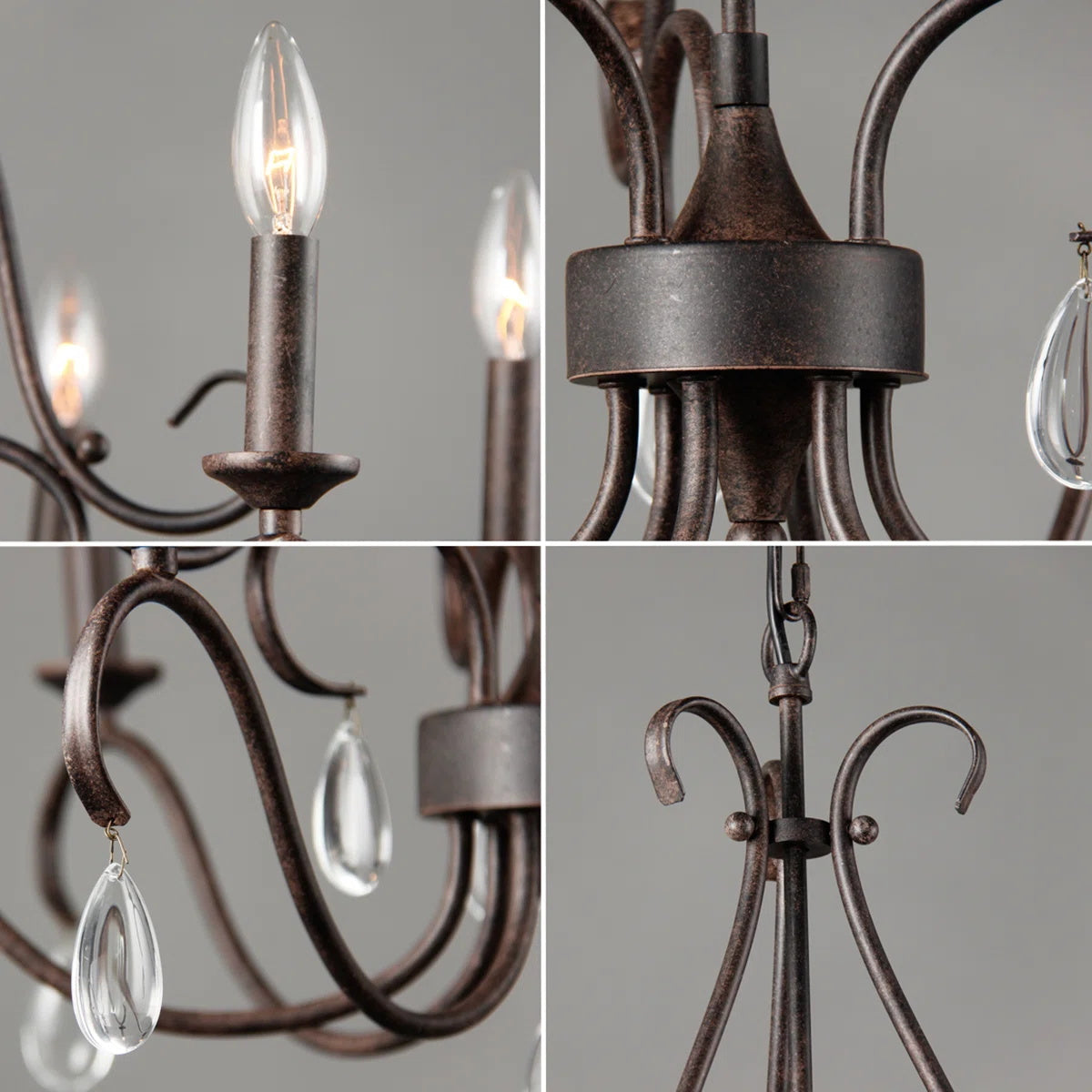 Uzorus Vintage Industrieller Kristall Kronleuchter-Letslighting