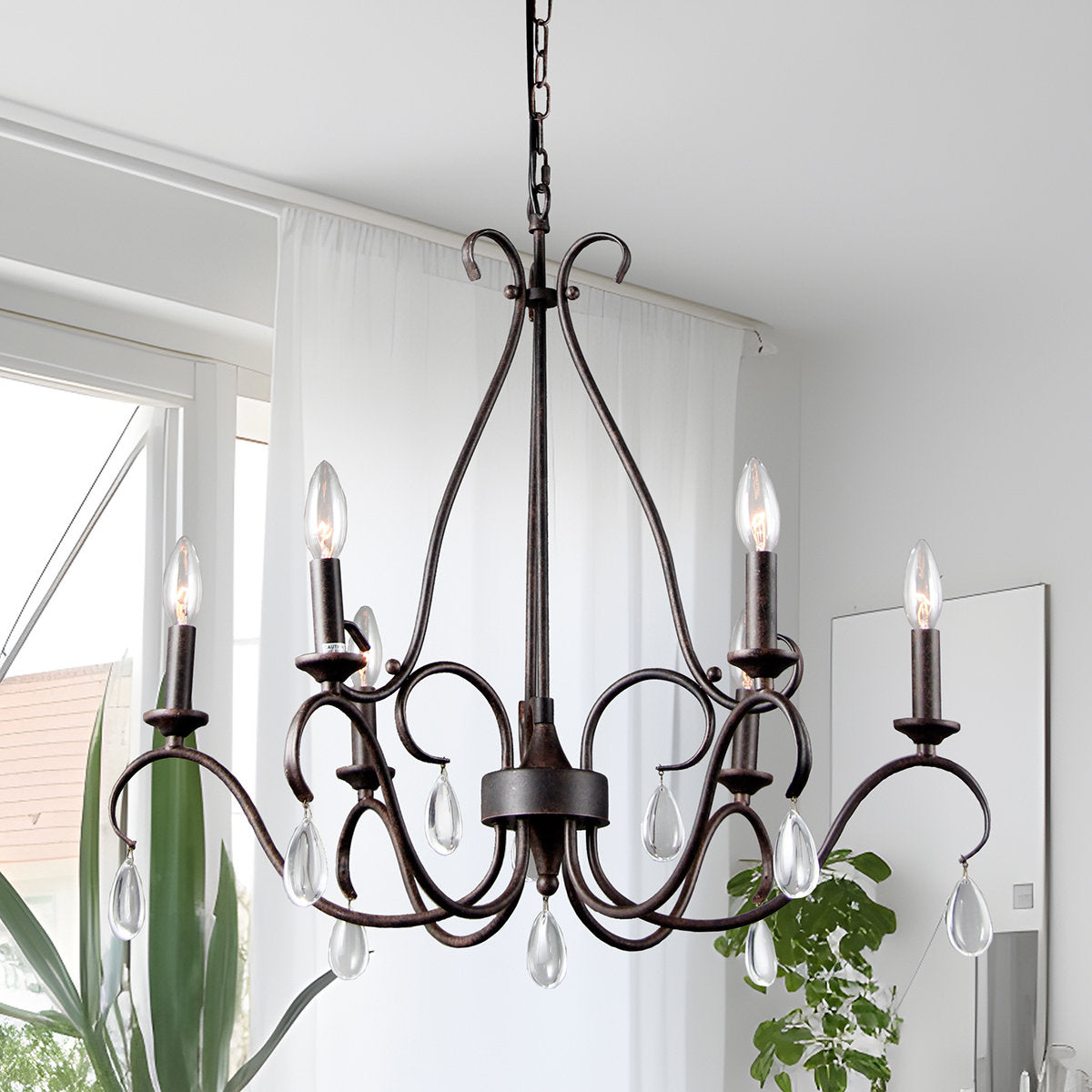 Uzorus Vintage Industrieller Kristall Kronleuchter-Letslighting