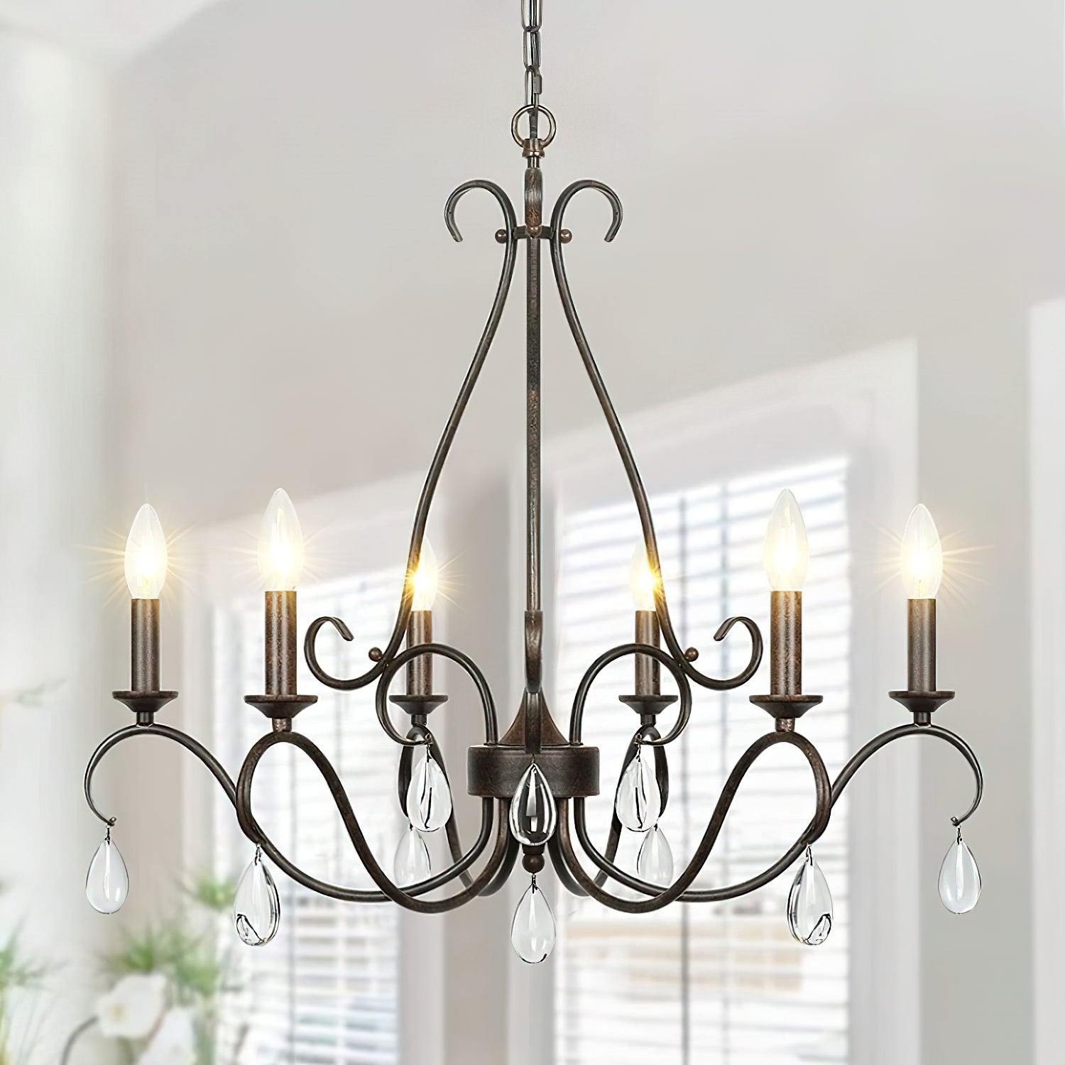 Uzorus Vintage Industrieller Kristall Kronleuchter-Letslighting