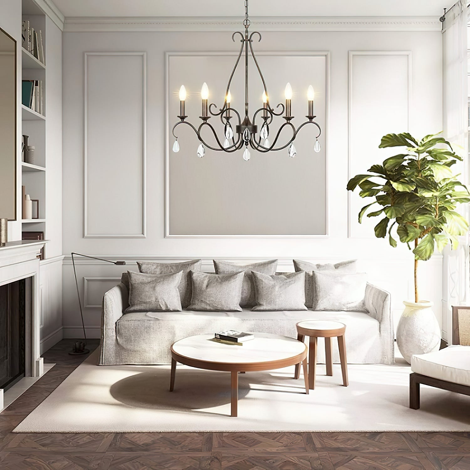 Uzorus Vintage Industrieller Kristall Kronleuchter-Letslighting