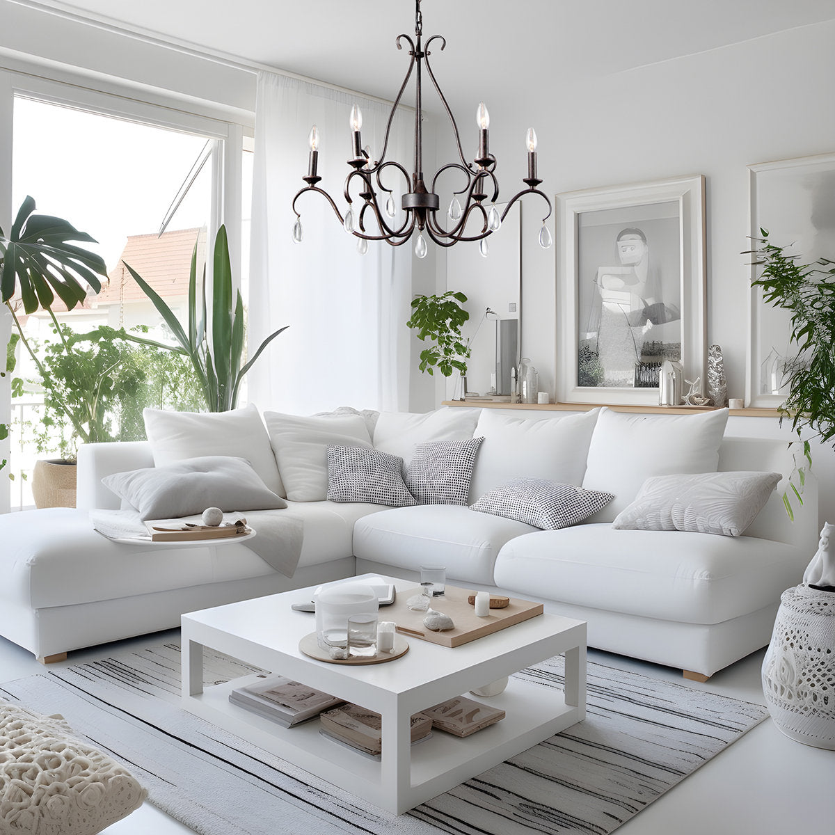 Uzorus Vintage Industrieller Kristall Kronleuchter-Letslighting