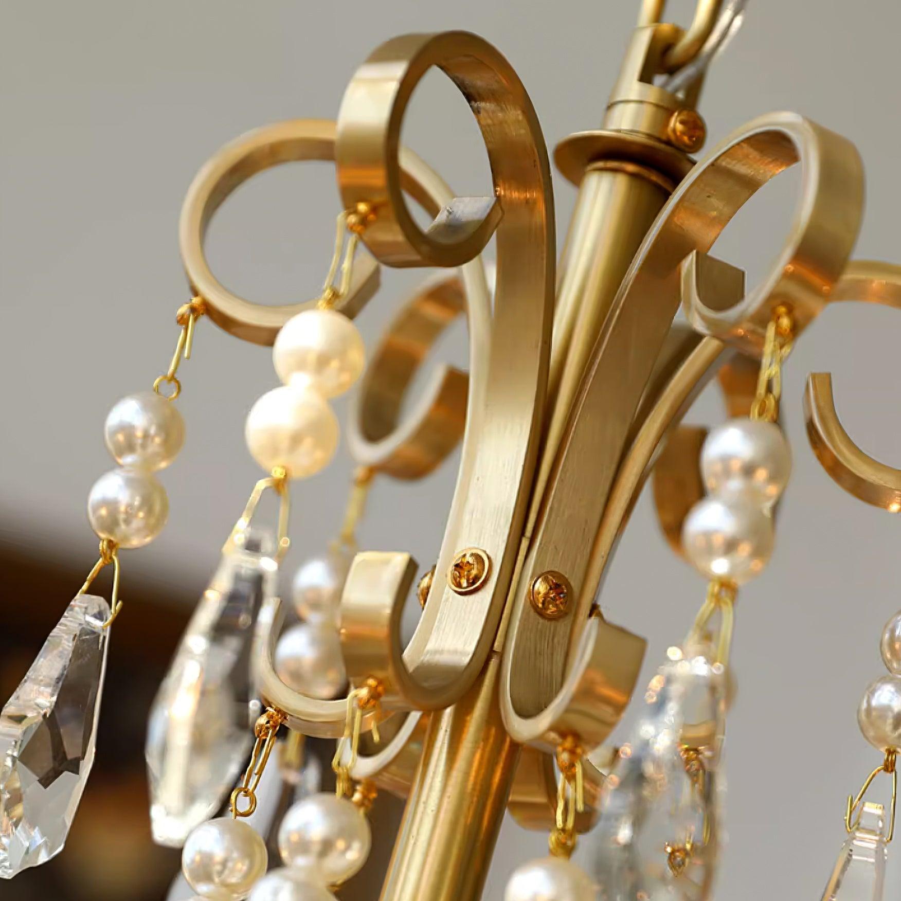 Kronleuchter Messing Körper Kristall Perlen Tropfen Vintage Eleganz-Letslighting