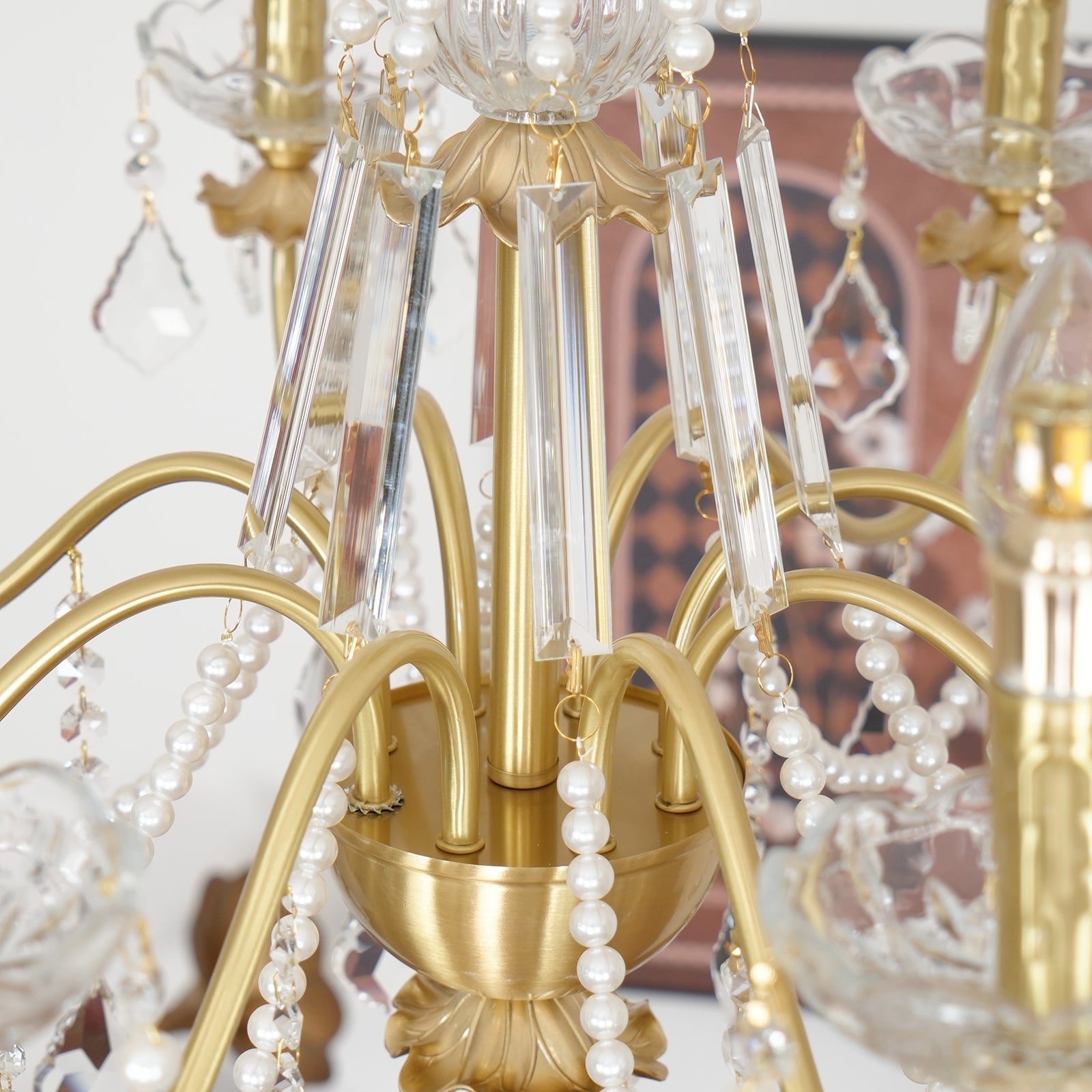 Kronleuchter Messing Körper Kristall Perlen Tropfen Vintage Eleganz-Letslighting