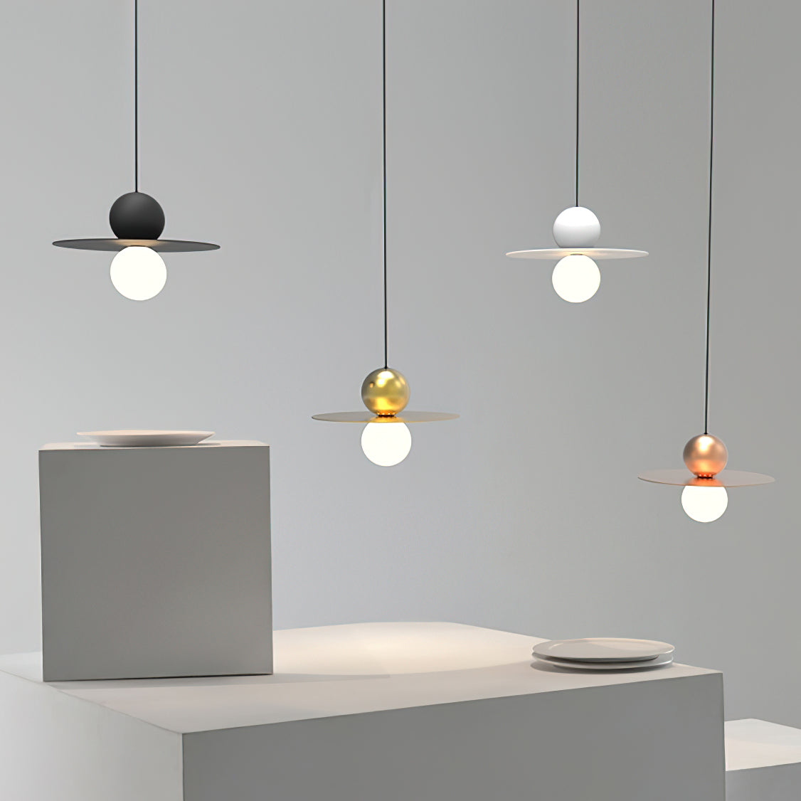 Sky Pendelleuchte Glas Hut Schwarz Gold-Letslighting