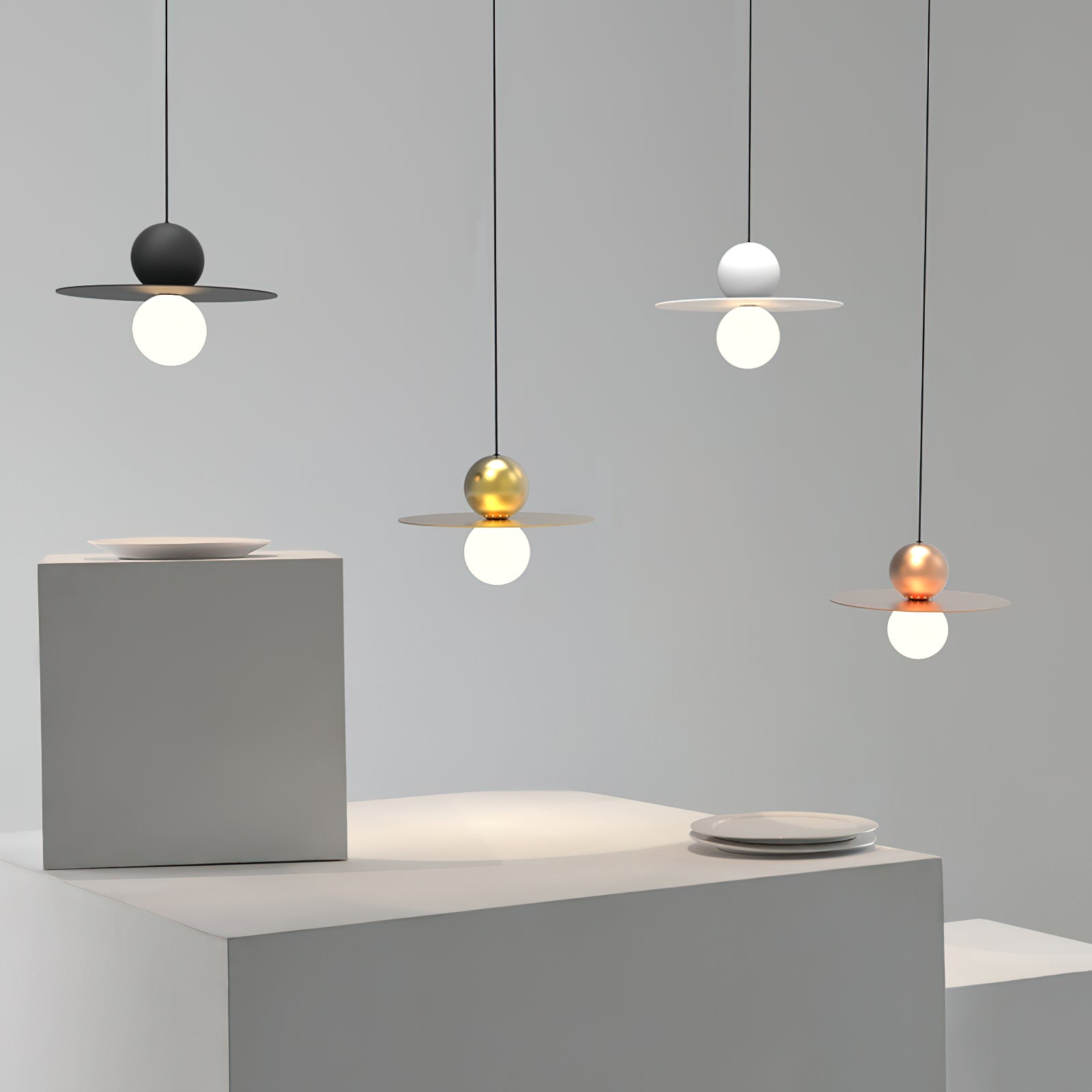 Sky Pendelleuchte Glas Hut Schwarz Gold-Letslighting