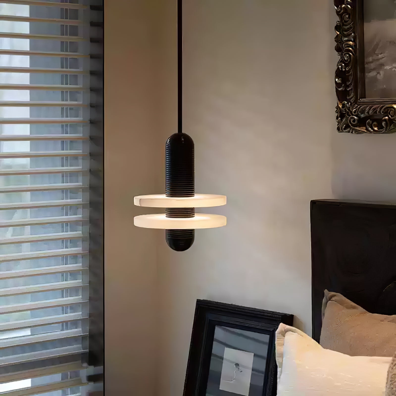 Orion Brushed Brass Alabaster Pendant Light - Blowlighting