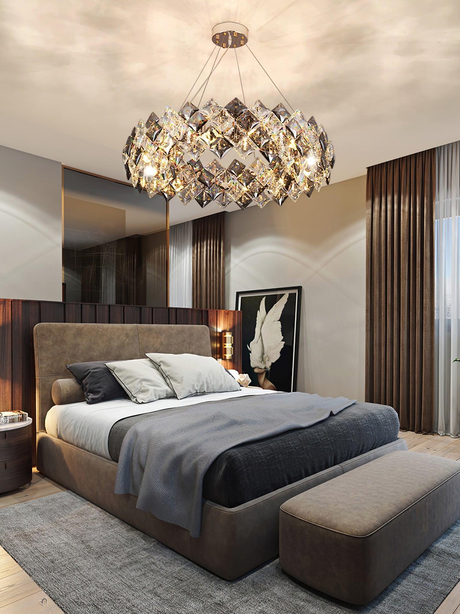 Lustra Kronleuchter Schuppen Kristall Rund mit Gold LED-Letslighting
