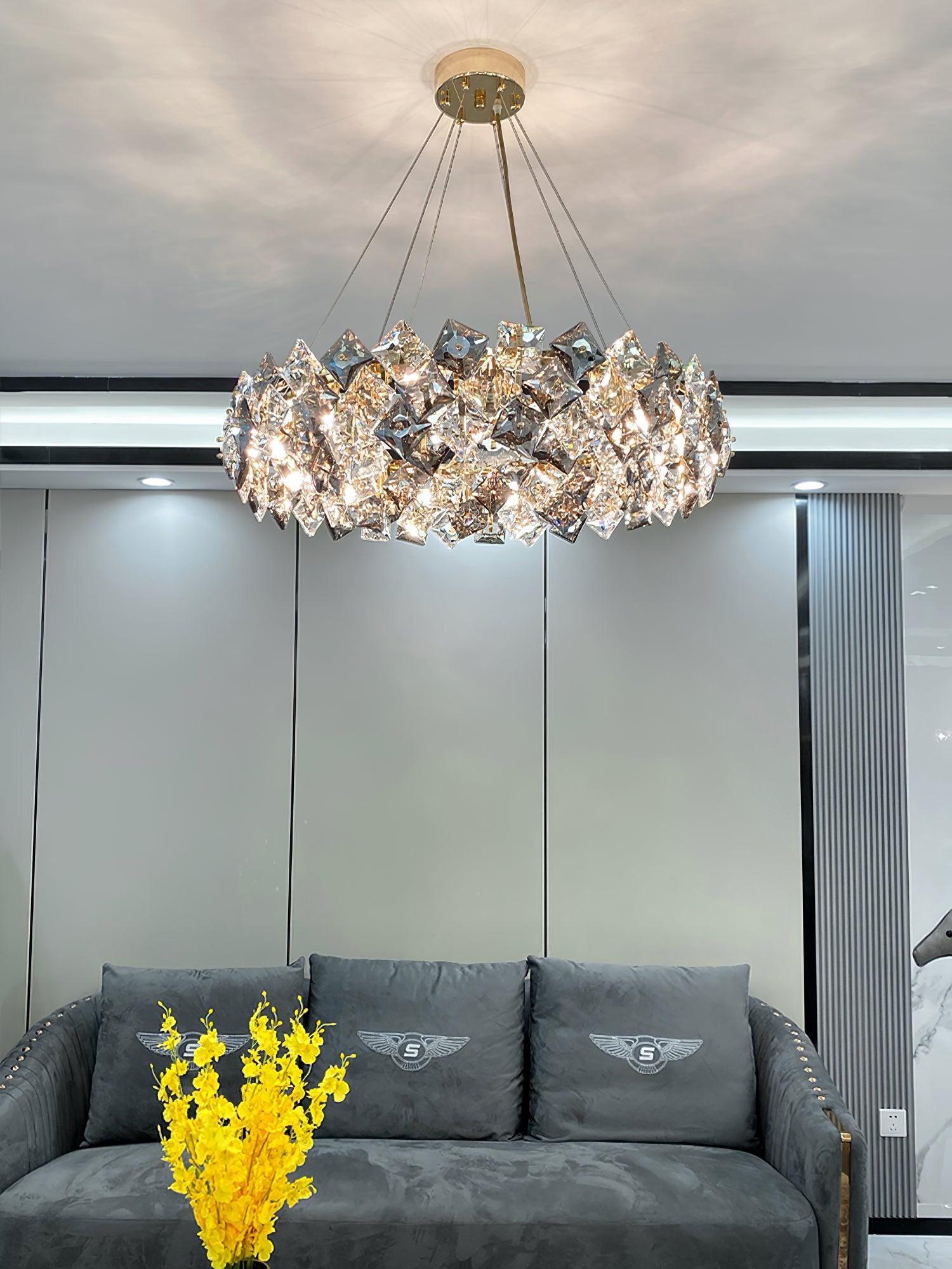 Lustra Kronleuchter Schuppen Kristall Rund mit Gold LED-Letslighting